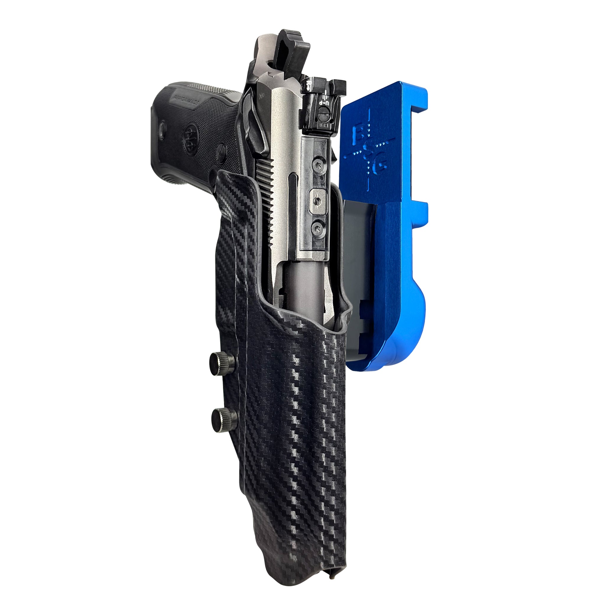 Beretta 94X Performance IPSC/USPA Quick Mount Holster with Blue Belt Attachment, Carbon Fiber Holster Shell