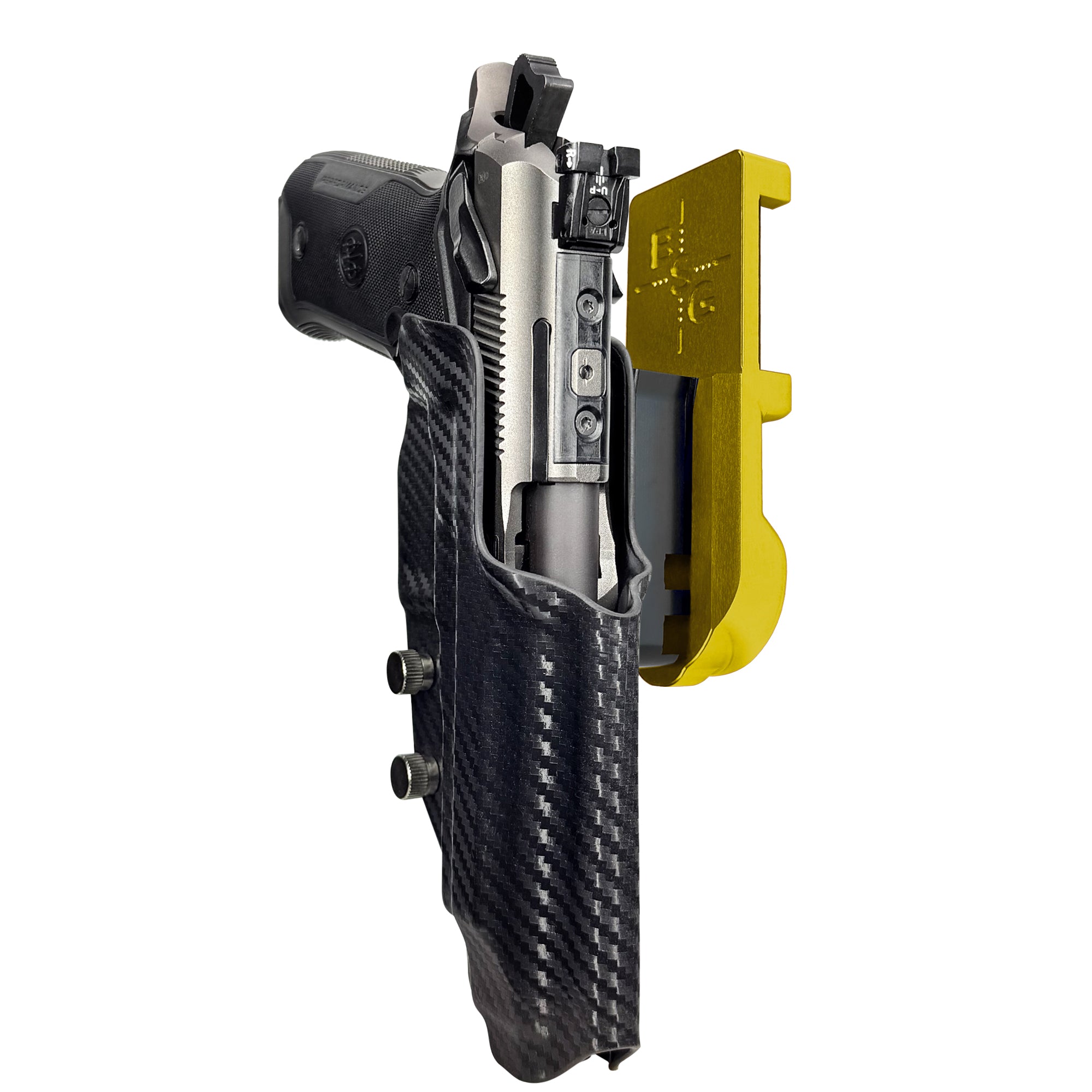 Beretta 94X Performance IPSC/USPA Quick Mount Holster with 24K Gold Belt Attachment, Carbon Fiber Holster Shell