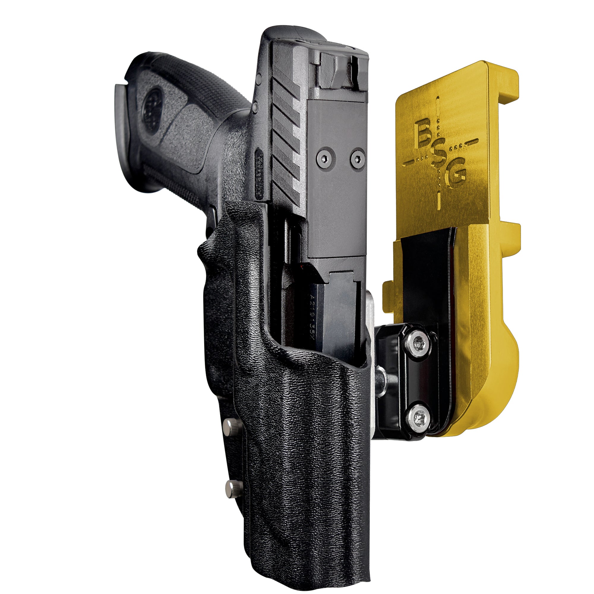 Beretta APX A1 FS IPSC/USPA Quick Mount Ball Joint Holster with 24K Gold Belt Attachment, Black Holster Shell