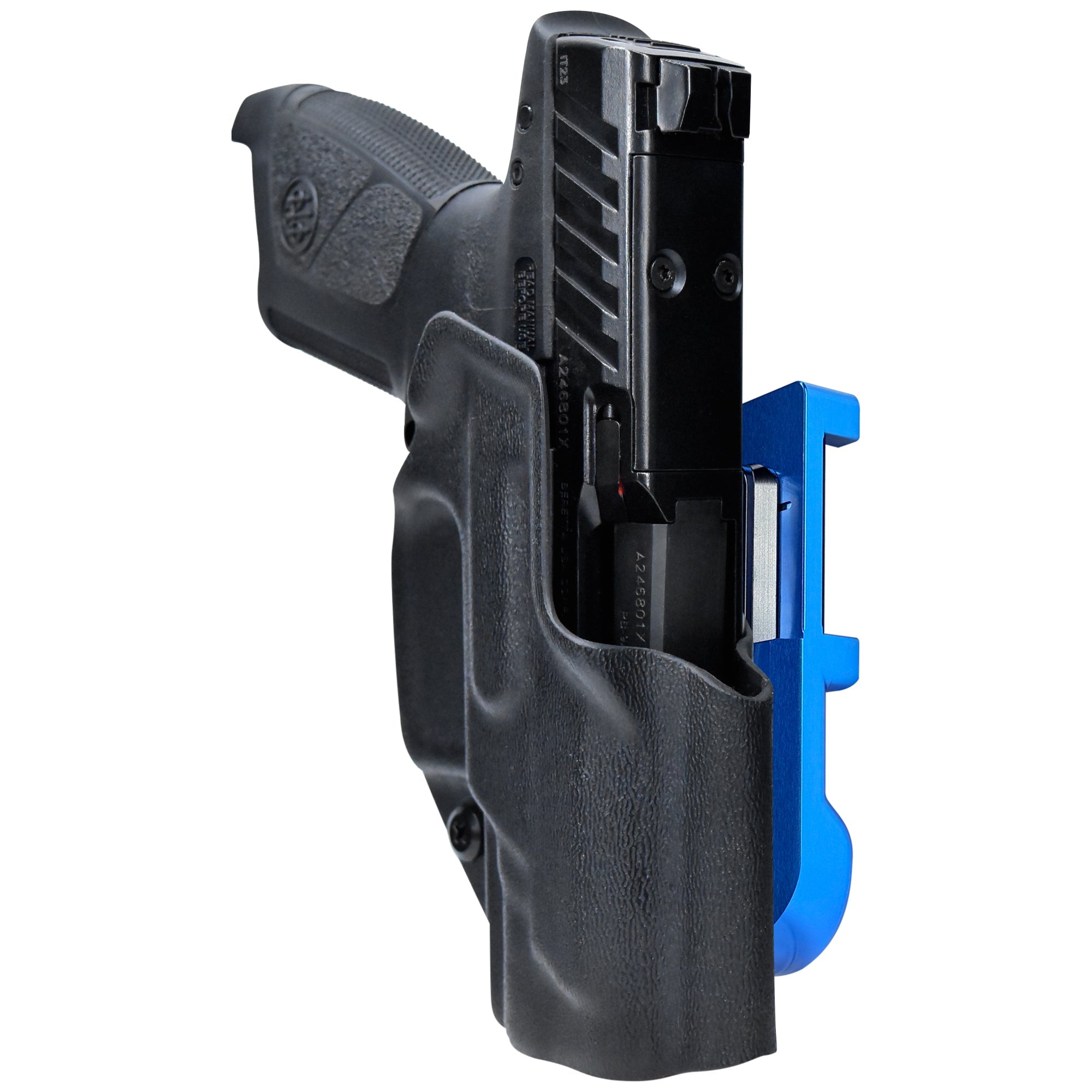 Beretta APX A1 Compact IDPA Quick Mount Holster with Blue Belt Attachment, Black Holster Shell
