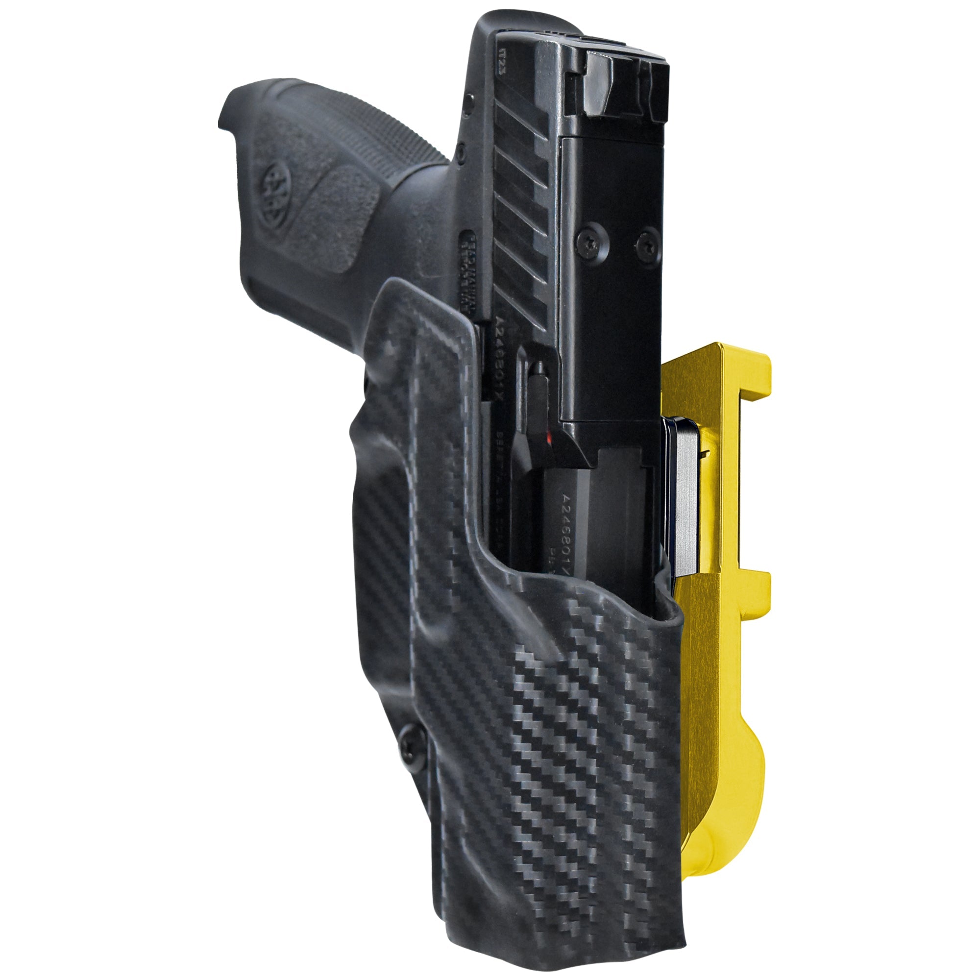 Beretta APX A1 Compact IDPA Quick Mount Holster with 24K Gold Belt Attachment, Carbon Fiber Holster Shell