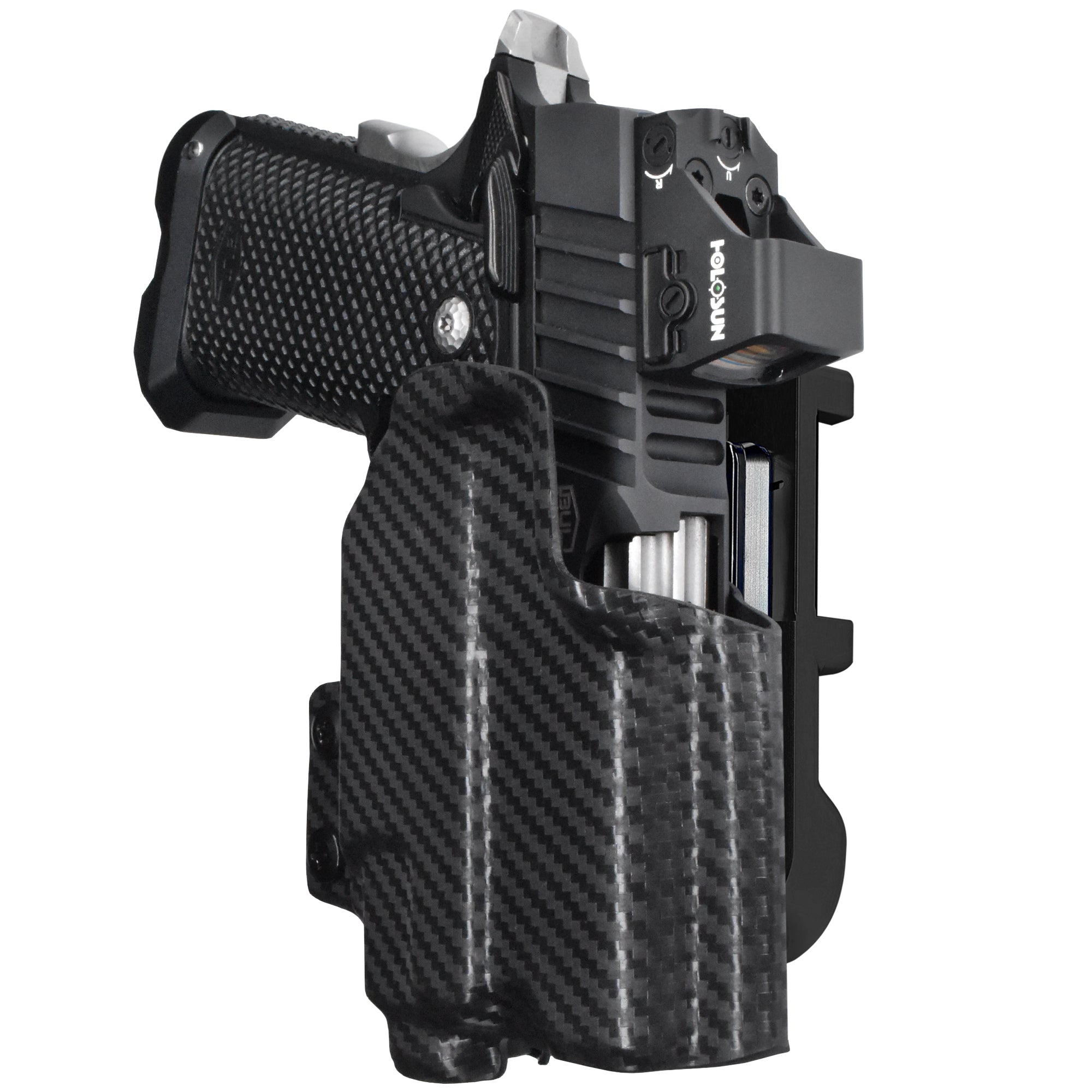 Bul SAS II UL 3.25'' TLR8AG IDPA Quick Mount Holster with Black Belt Attachment, Carbon Fiber Holster Shell