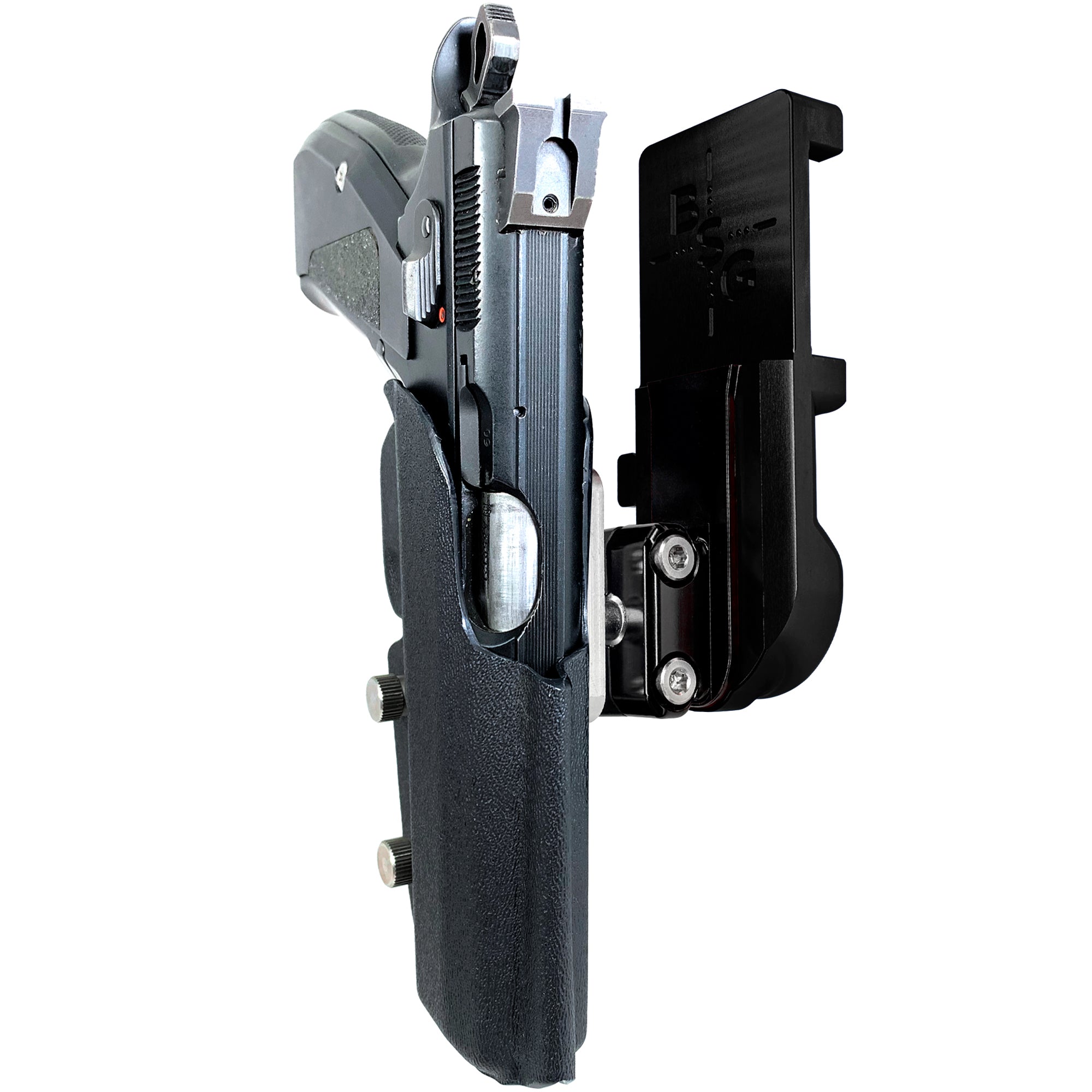 CZ 75 SP-01 IPSC/USPA Quick Mount Ball Joint Holster with Black Belt Attachment, Black Holster Shell