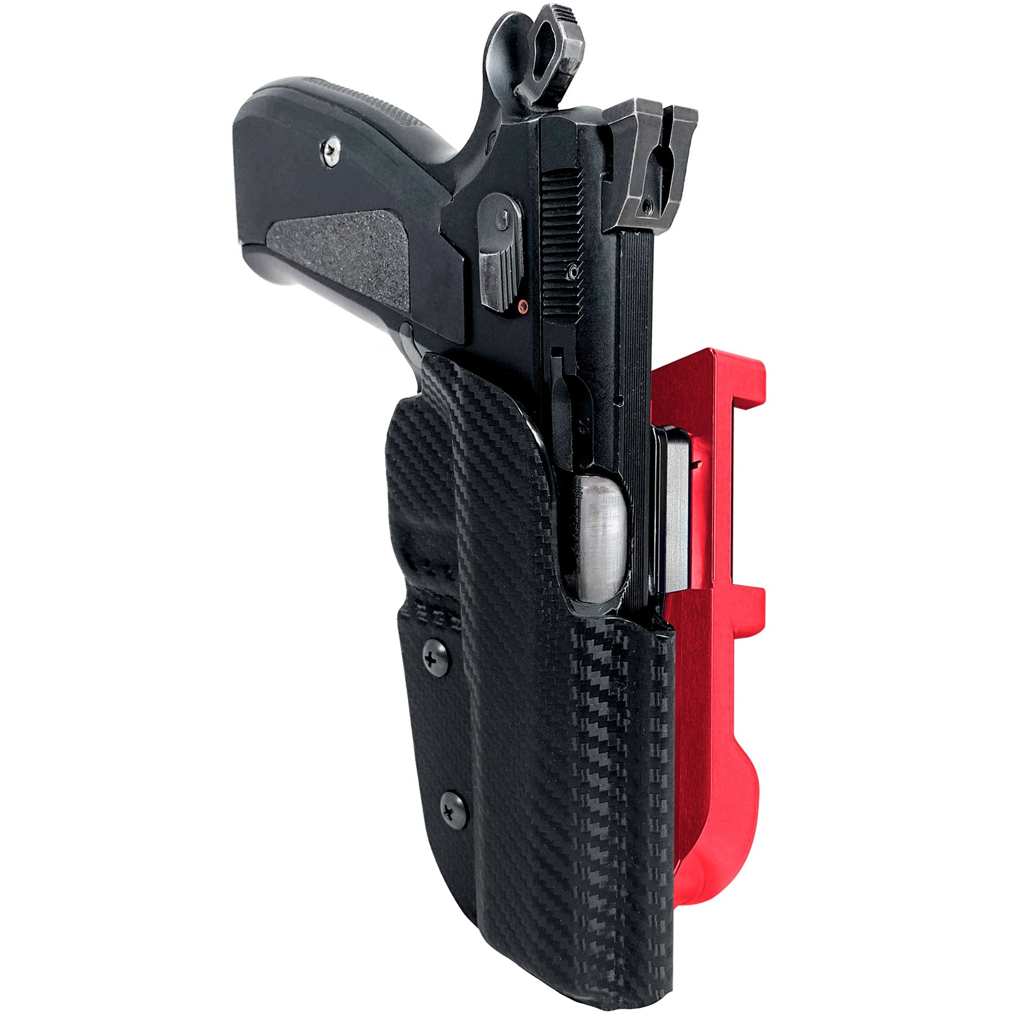 CZ 75 SP-01 IDPA Quick Mount Holster with Red Belt Attachment, Carbon Fiber Holster Shell