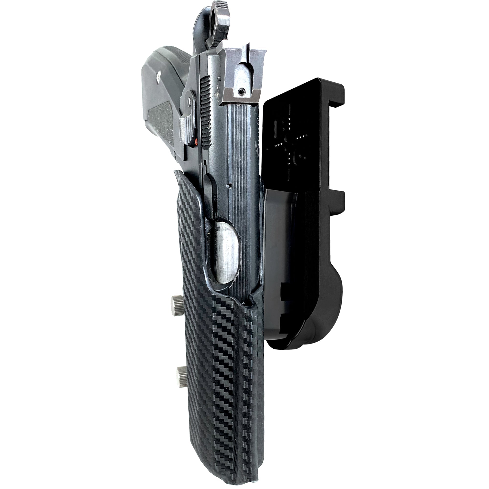 CZ 75 SP-01 IPSC/USPA Quick Mount Holster with Black Belt Attachment, Carbon Fiber Holster Shell