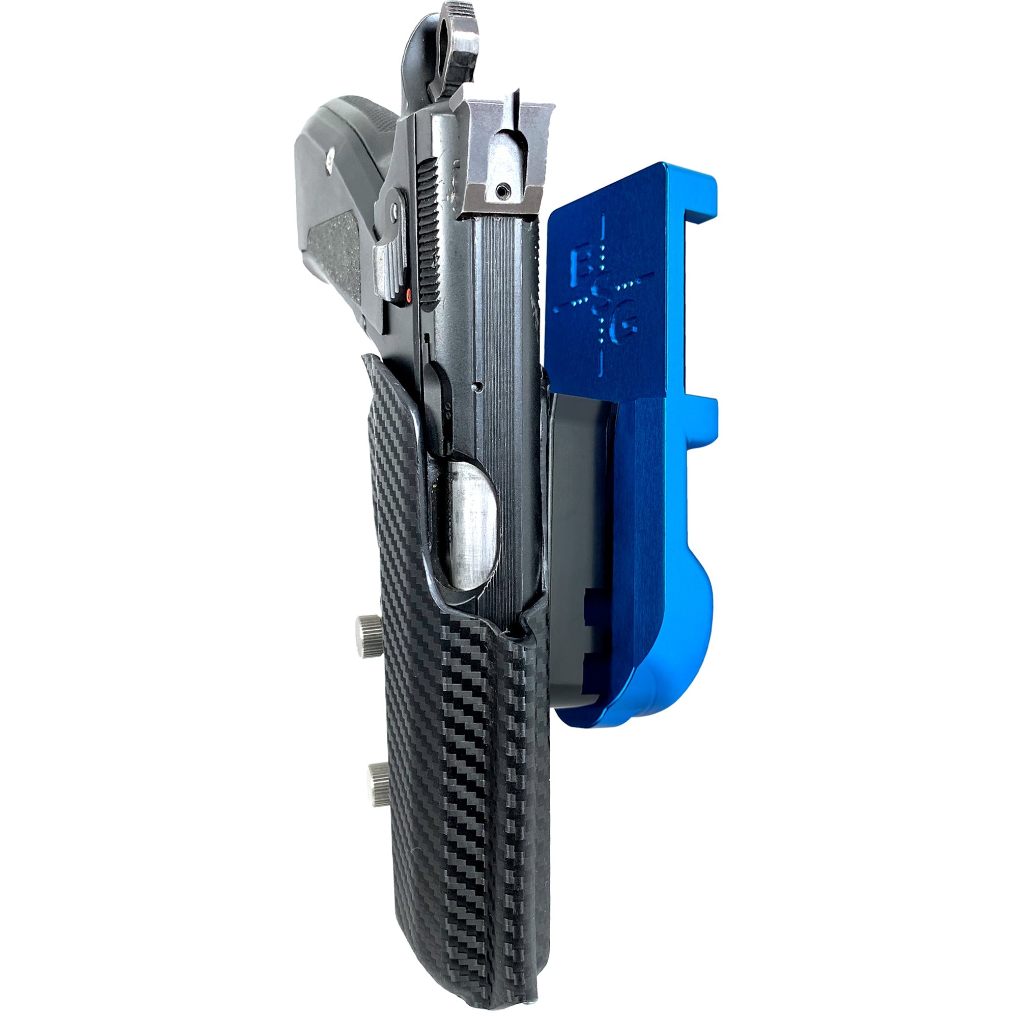 CZ 75 SP-01 IPSC/USPA Quick Mount Holster with Blue Belt Attachment, Carbon Fiber Holster Shell