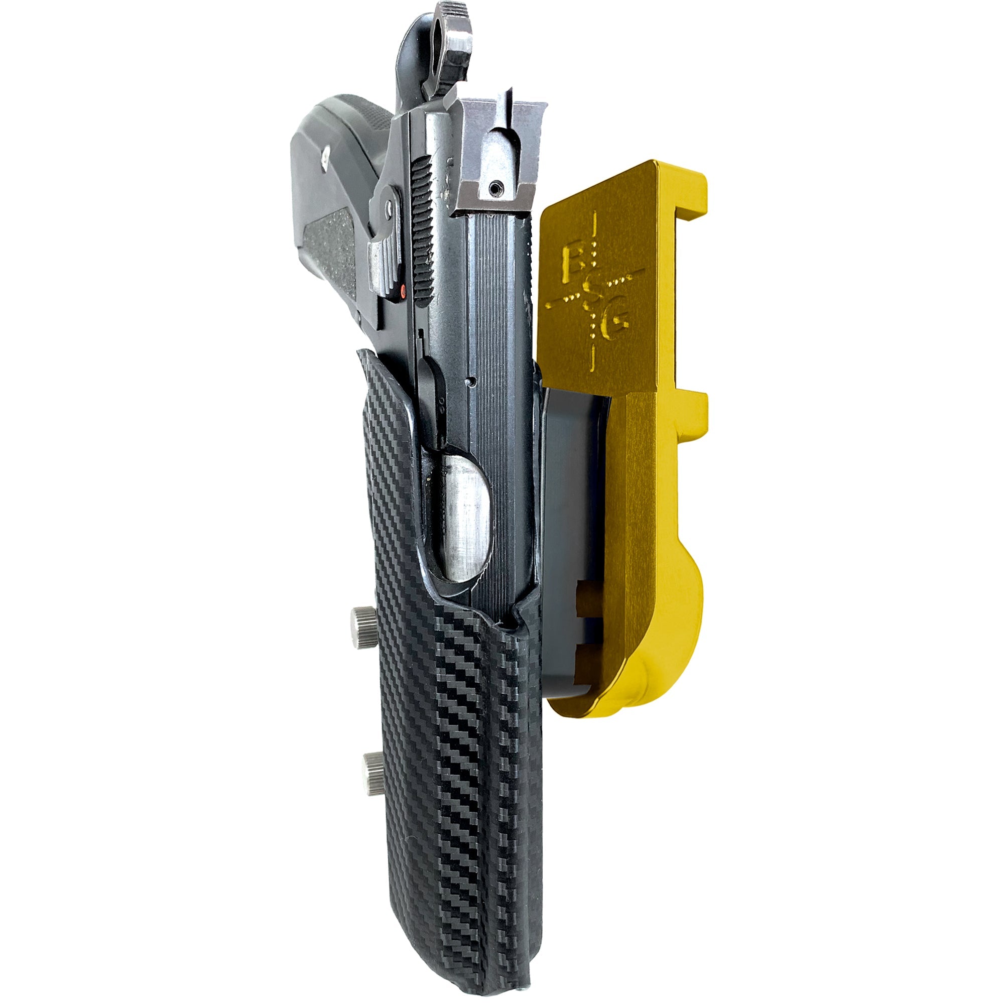 CZ 75 SP-01 IPSC/USPA Quick Mount Holster with 24K Gold Belt Attachment, Carbon Fiber Holster Shell