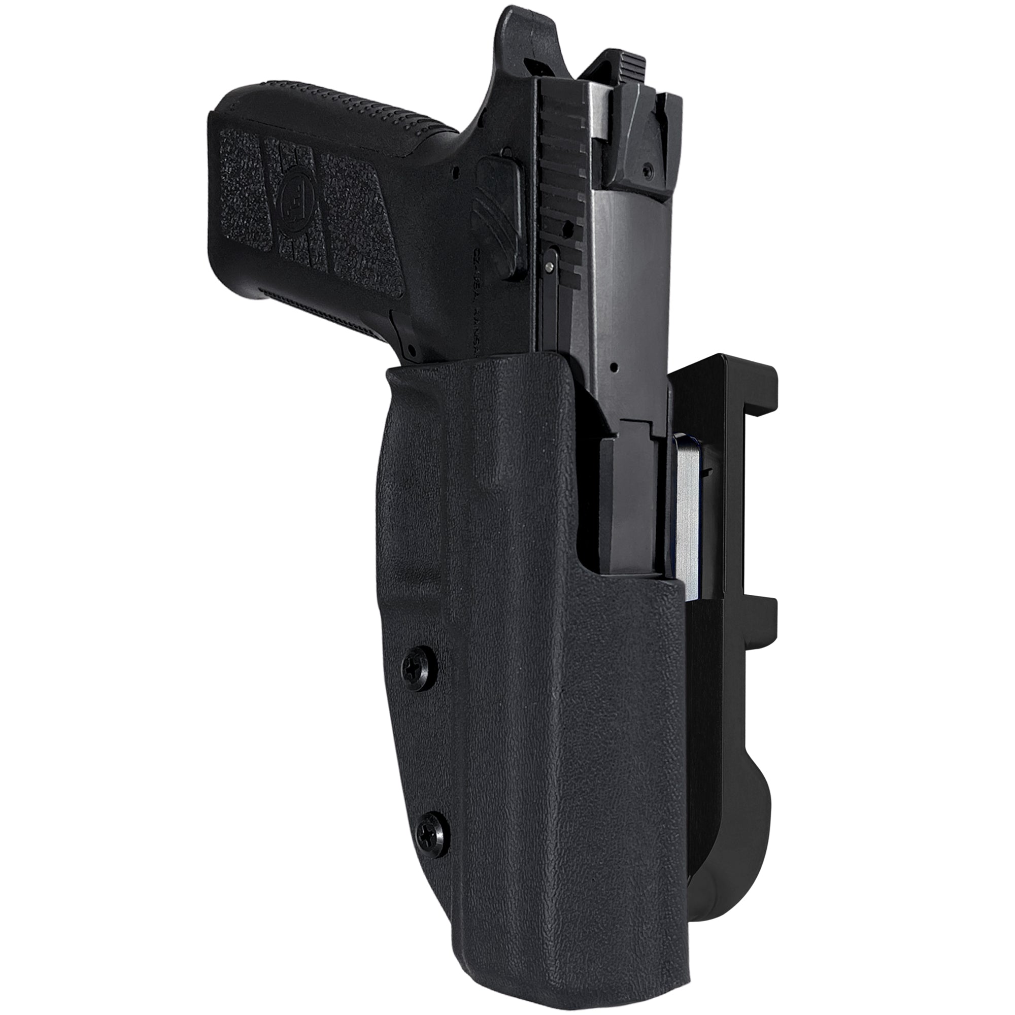 CZ P-09 IDPA Quick Mount Holster with Black Belt Attachment, Black Holster Shell