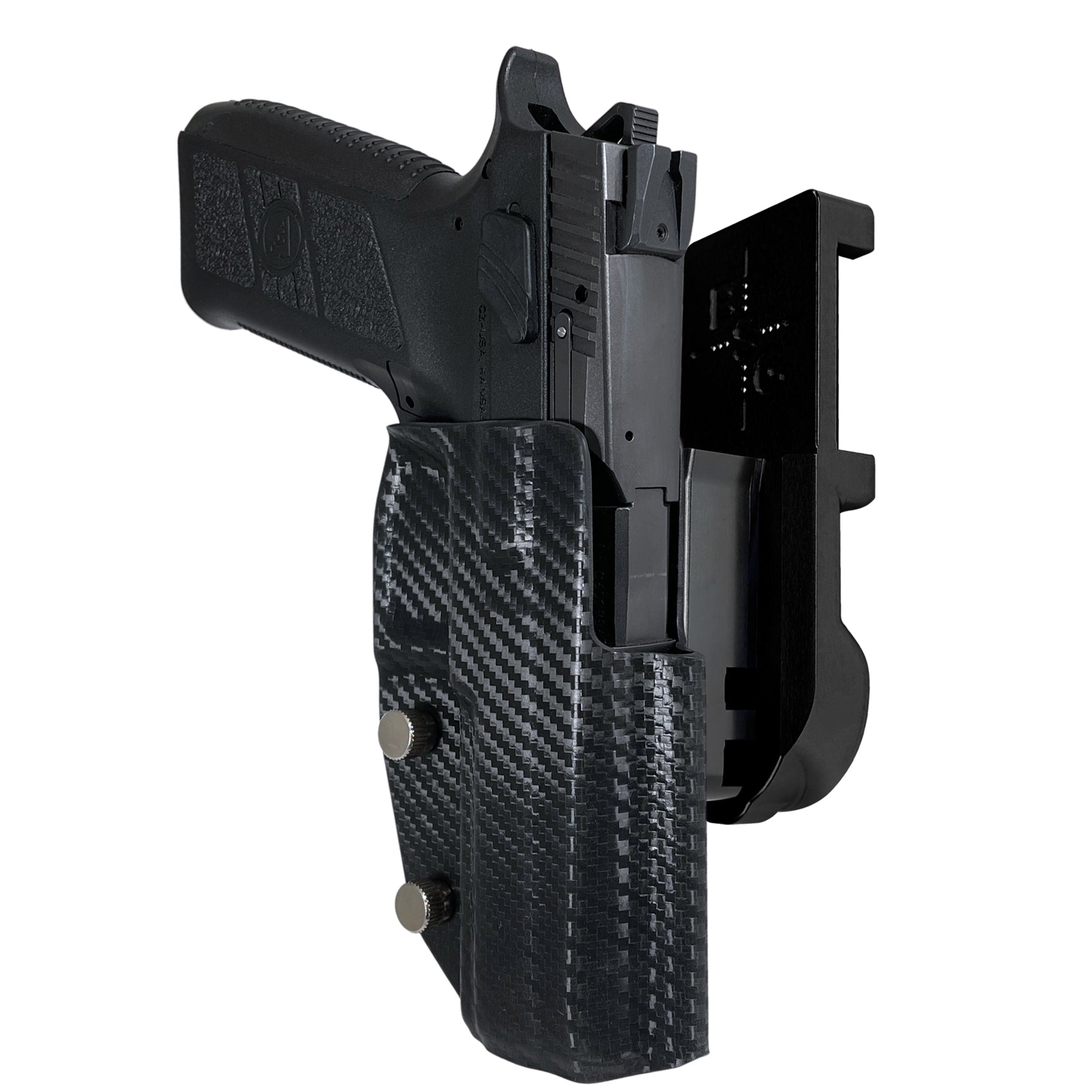 CZ P-09 IPSC/USPA Quick Mount Holster with Black Belt Attachment, Carbon Fiber Holster Shell