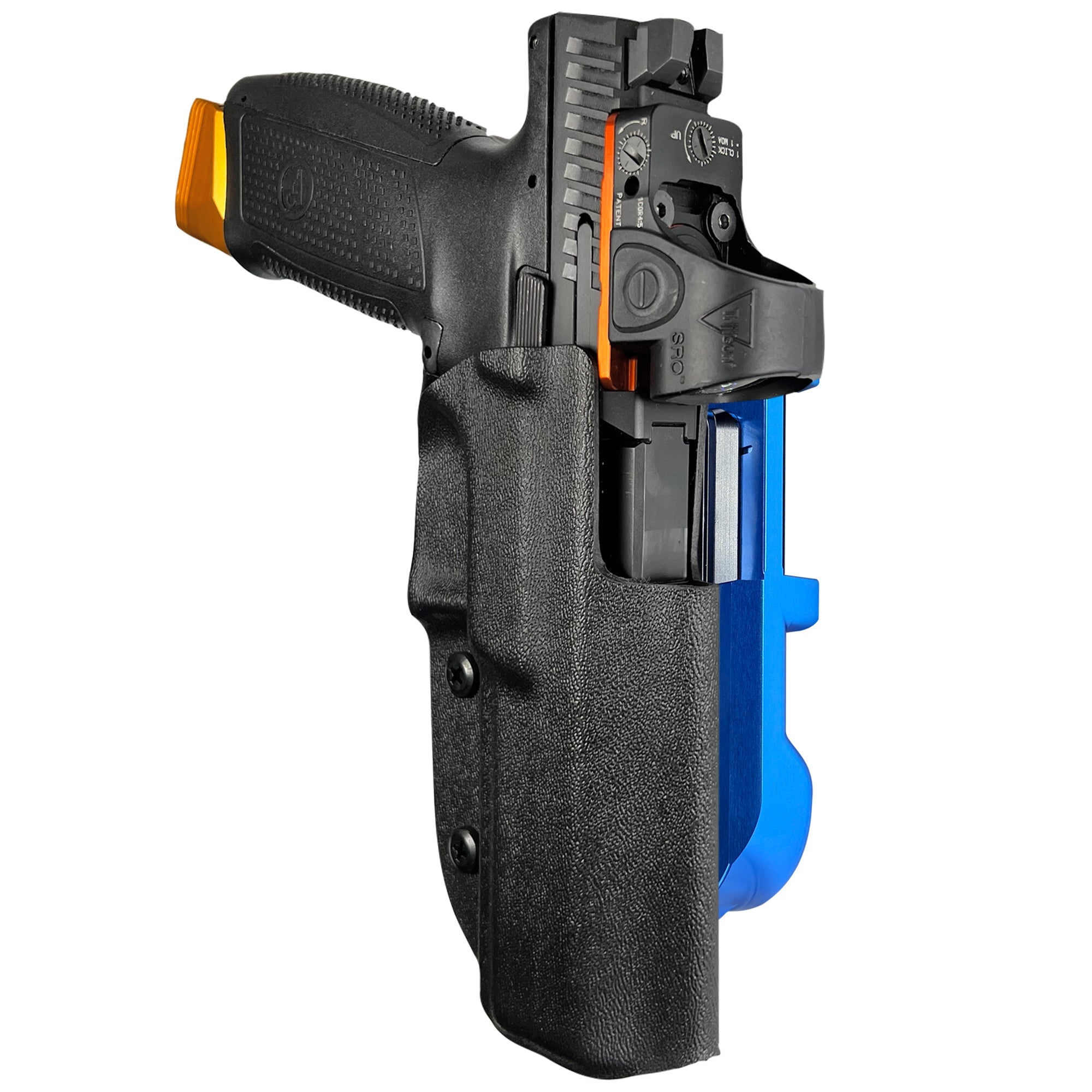 CZ P-10 F IDPA Quick Mount Holster with Blue Belt Attachment, Black Holster Shell