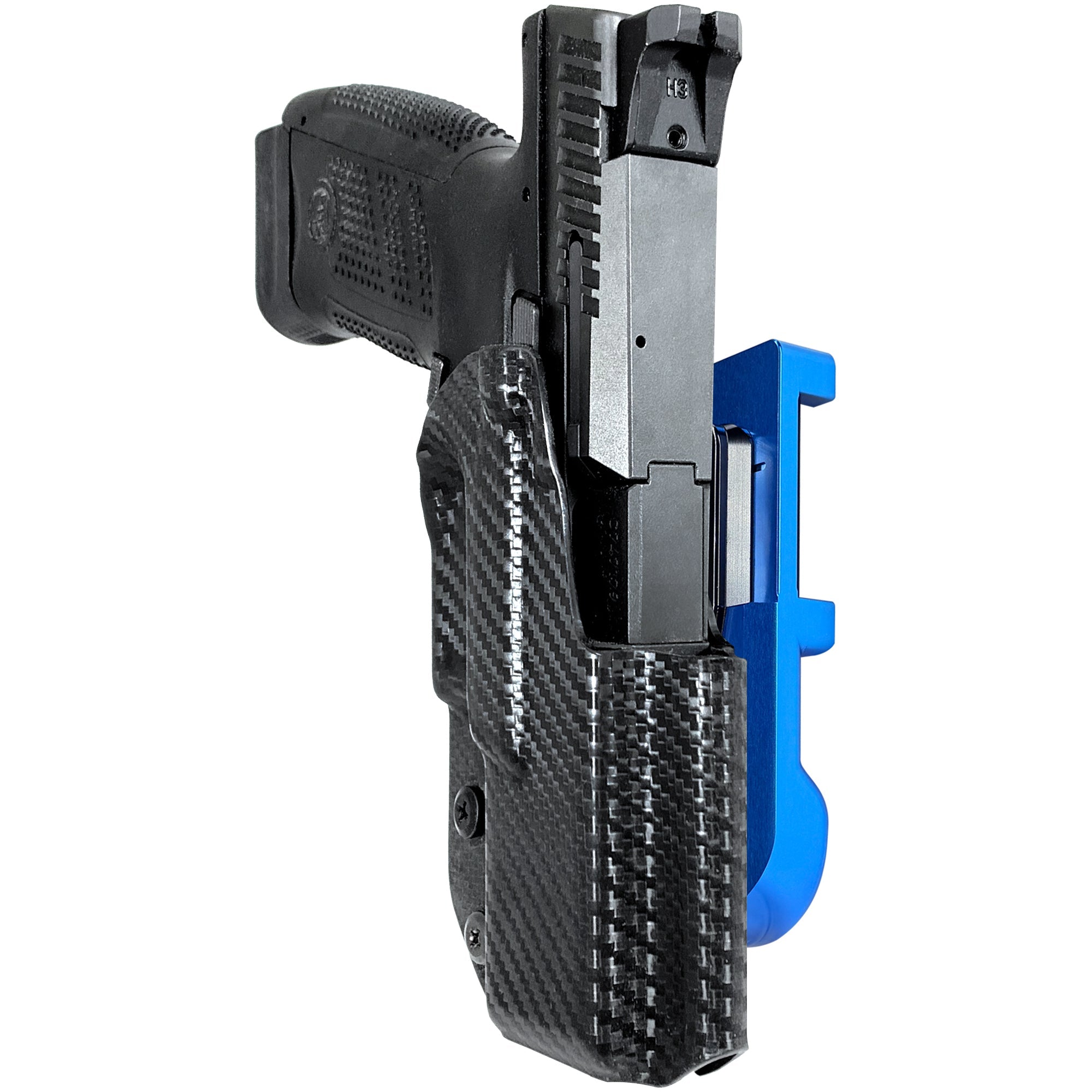 CZ P-10 C IDPA Quick Mount Holster with Blue Belt Attachment, Carbon Fiber Holster Shell