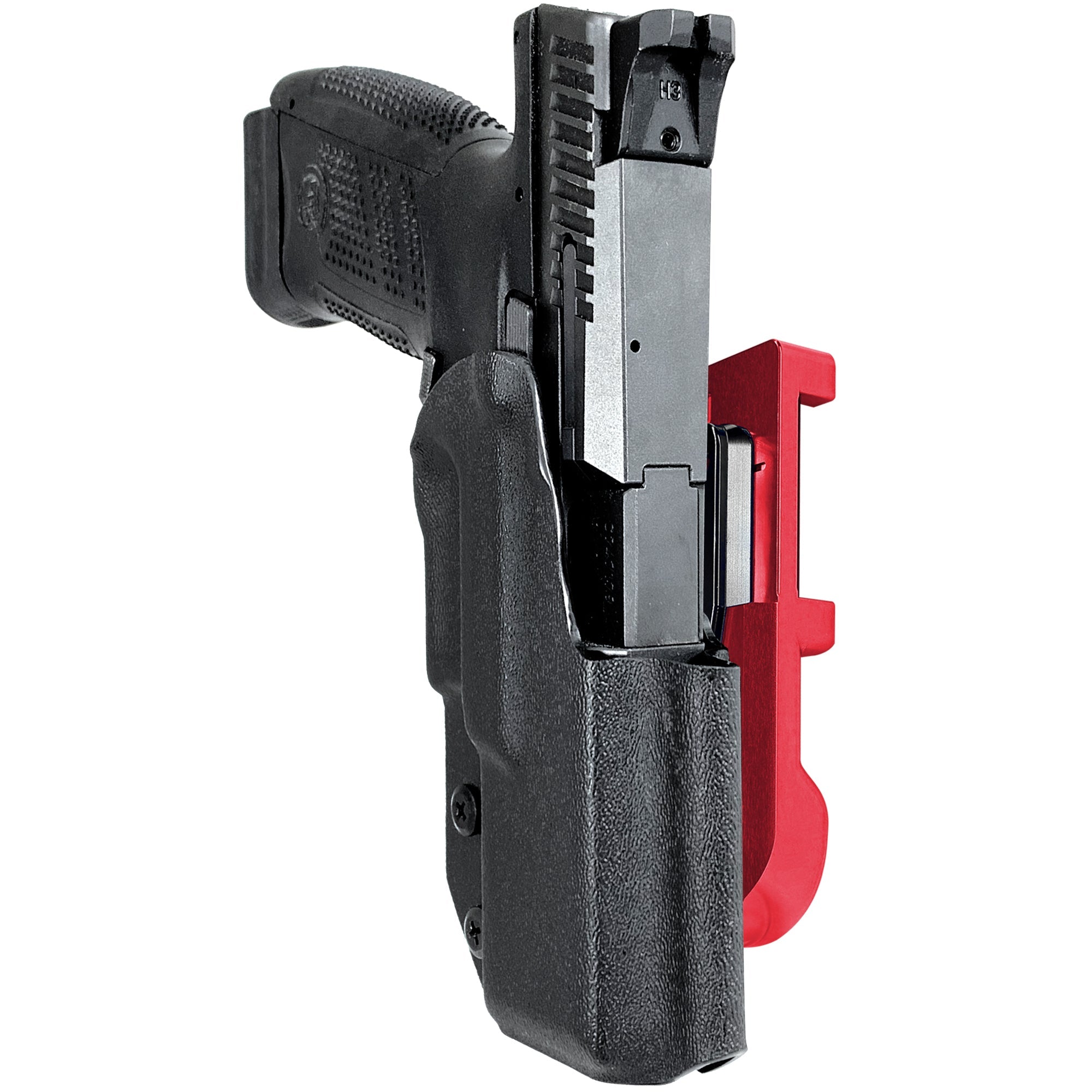 CZ P-10 C IDPA Quick Mount Holster with Red Belt Attachment, Black Holster Shell