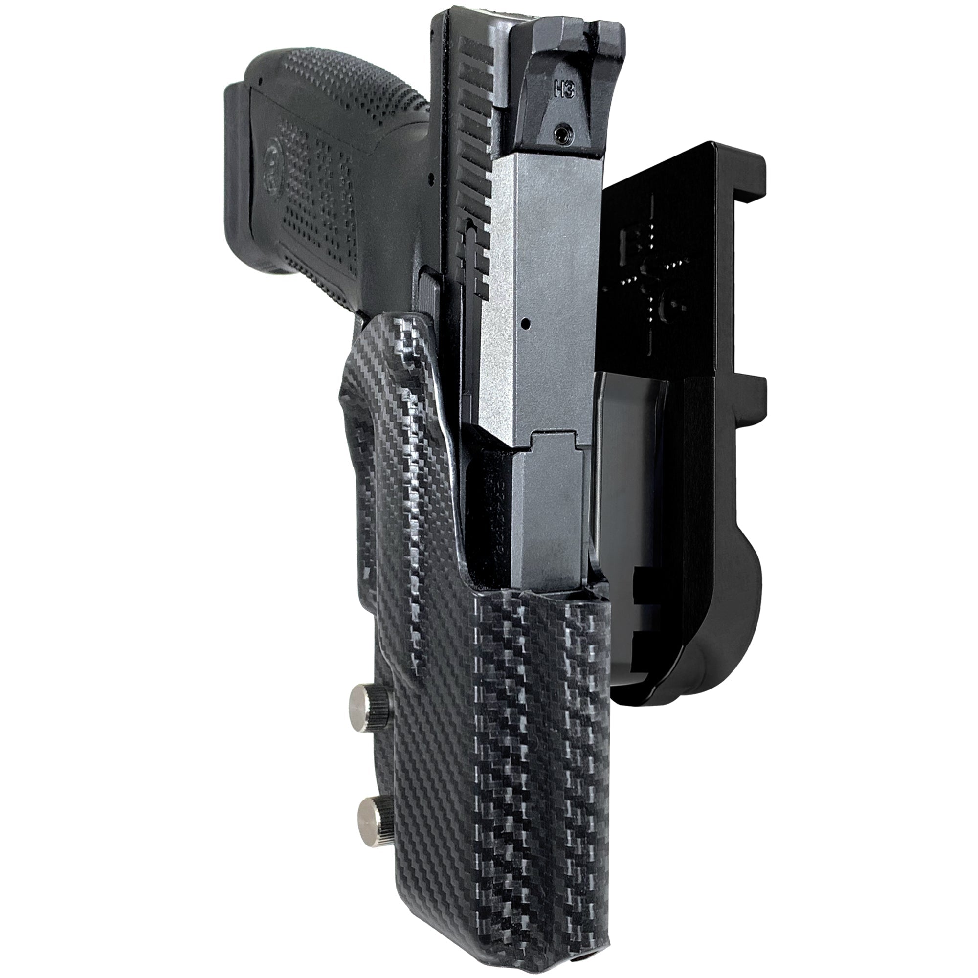 CZ P-10 C IPSC/USPA Quick Mount Holster with Black Belt Attachment, Carbon Fiber Holster Shell