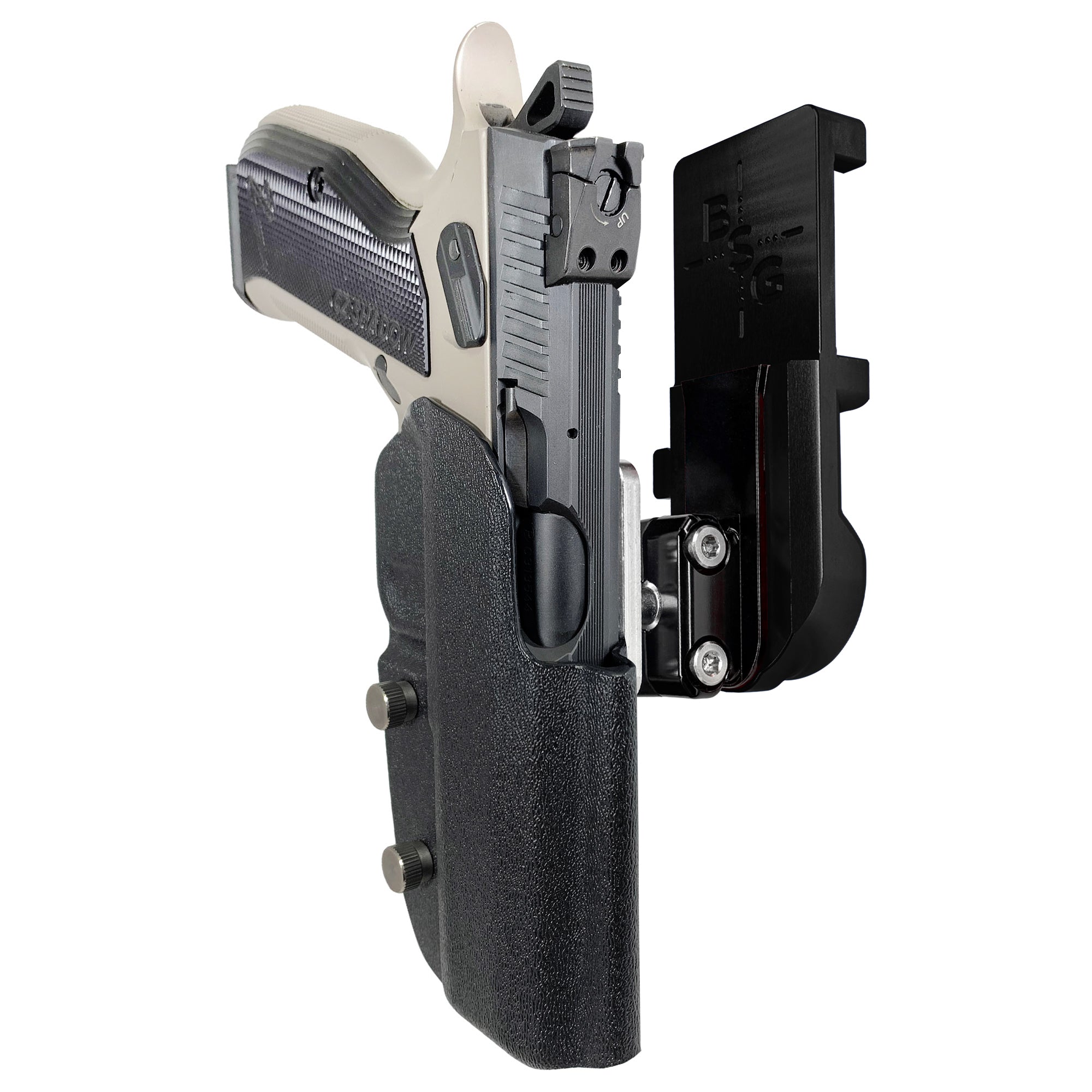 CZ S2 Nitro Fin IPSC/USPA Quick Mount Ball Joint Holster with Black Belt Attachment, Black Holster Shell