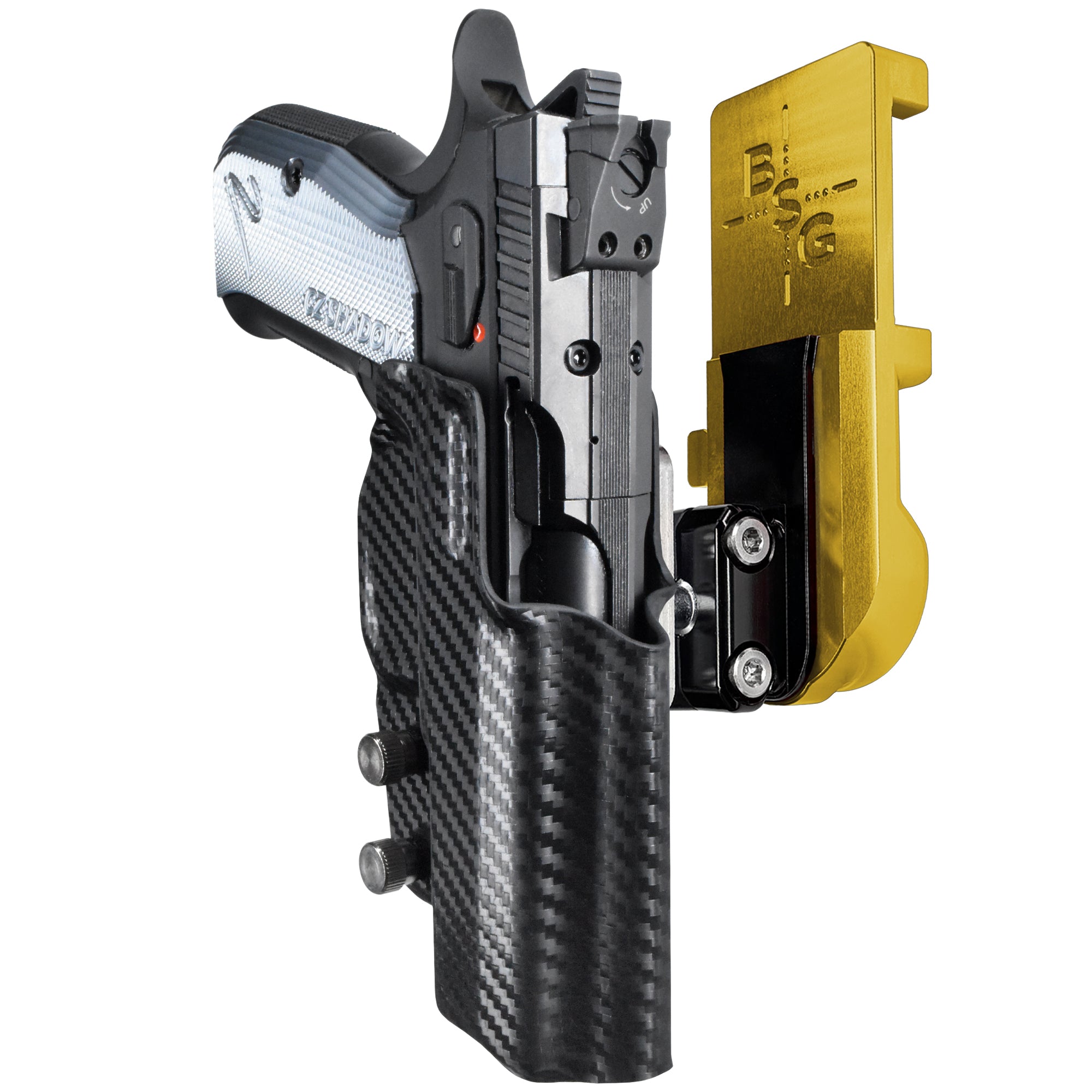 CZ Shadow 2 Compact IPSC/USPA Quick Mount Ball Joint Holster with 24K Gold Belt Attachment, Carbon Fiber Holster Shell