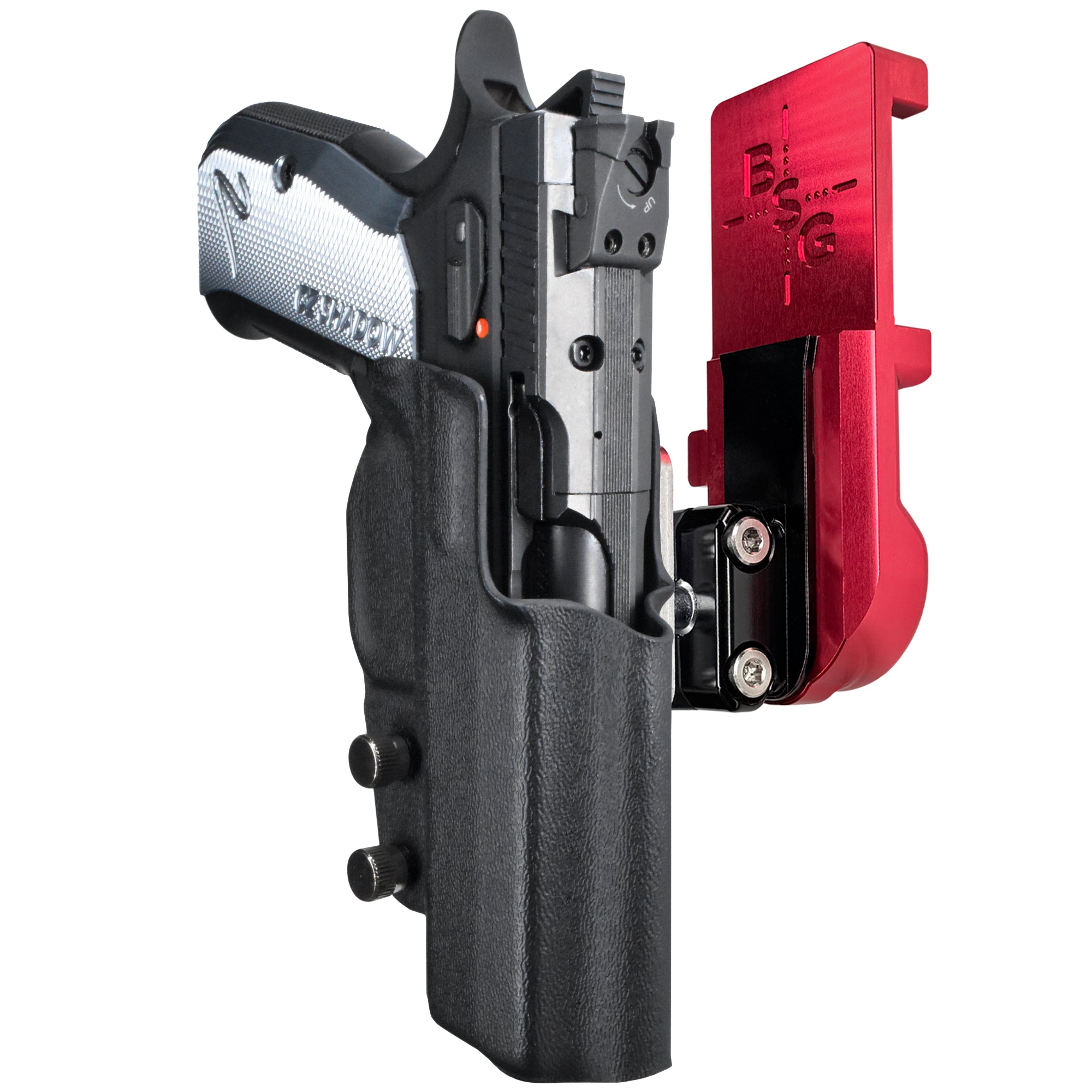 CZ Shadow 2 Compact IPSC/USPA Quick Mount Ball Joint Holster with Red Belt Attachment, Black Holster Shell