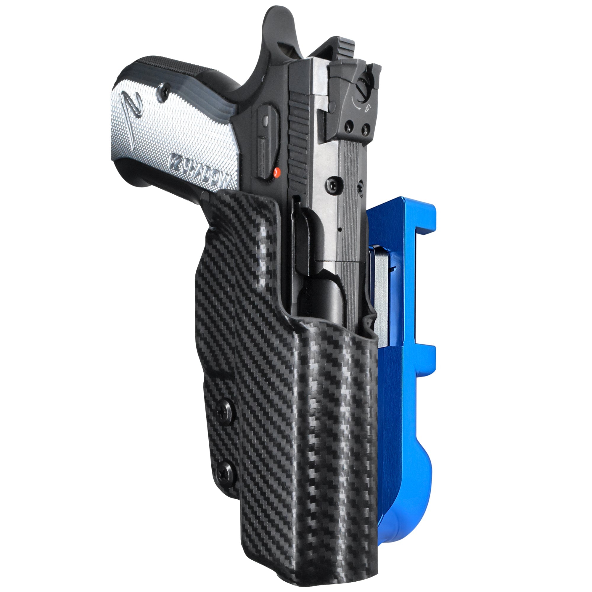 CZ Shadow 2 Compact IDPA Quick Mount Holster with Blue Belt Attachment, Carbon Fiber Holster Shell