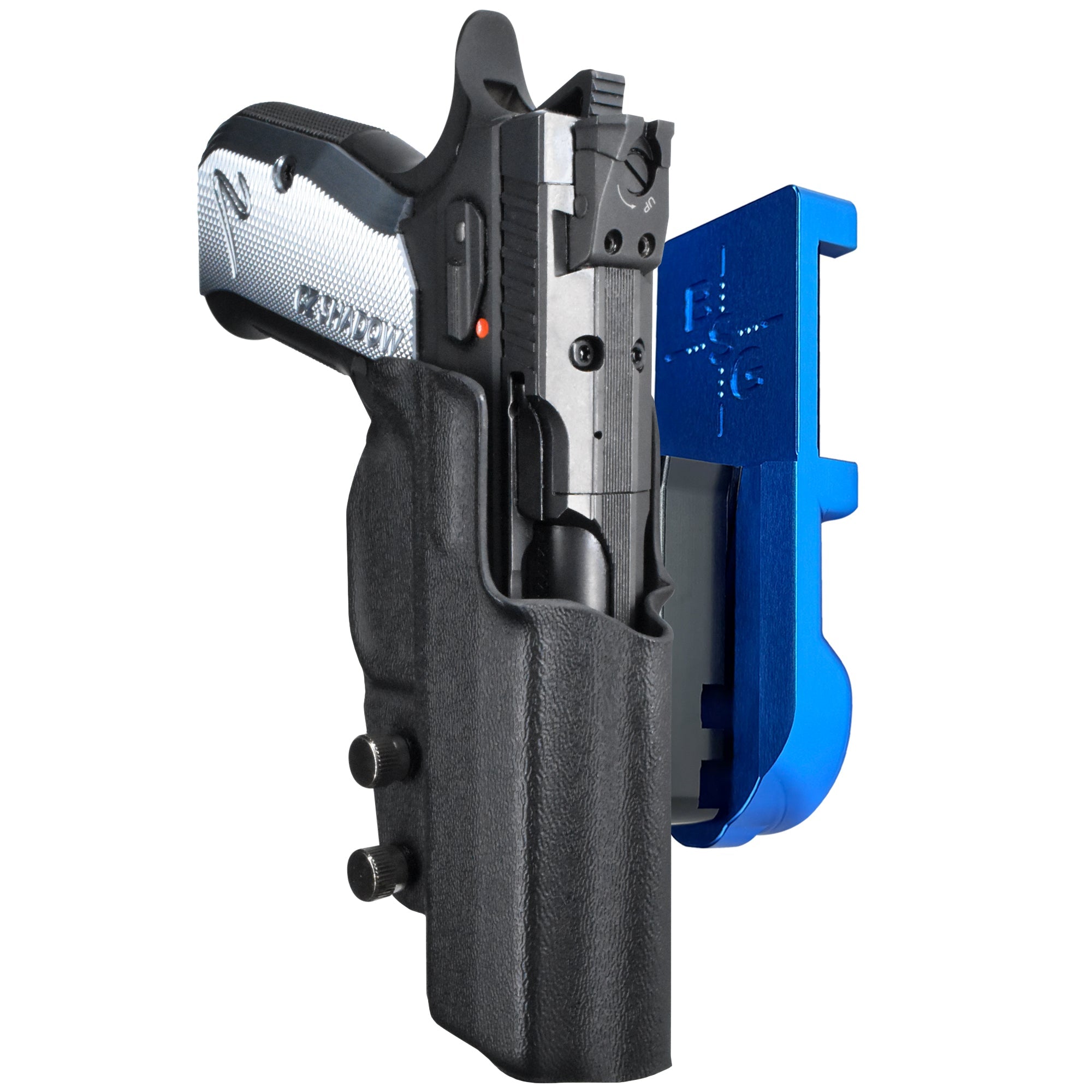 CZ Shadow 2 Compact IPSC/USPA Quick Mount Holster with Blue Belt Attachment, Black Holster Shell