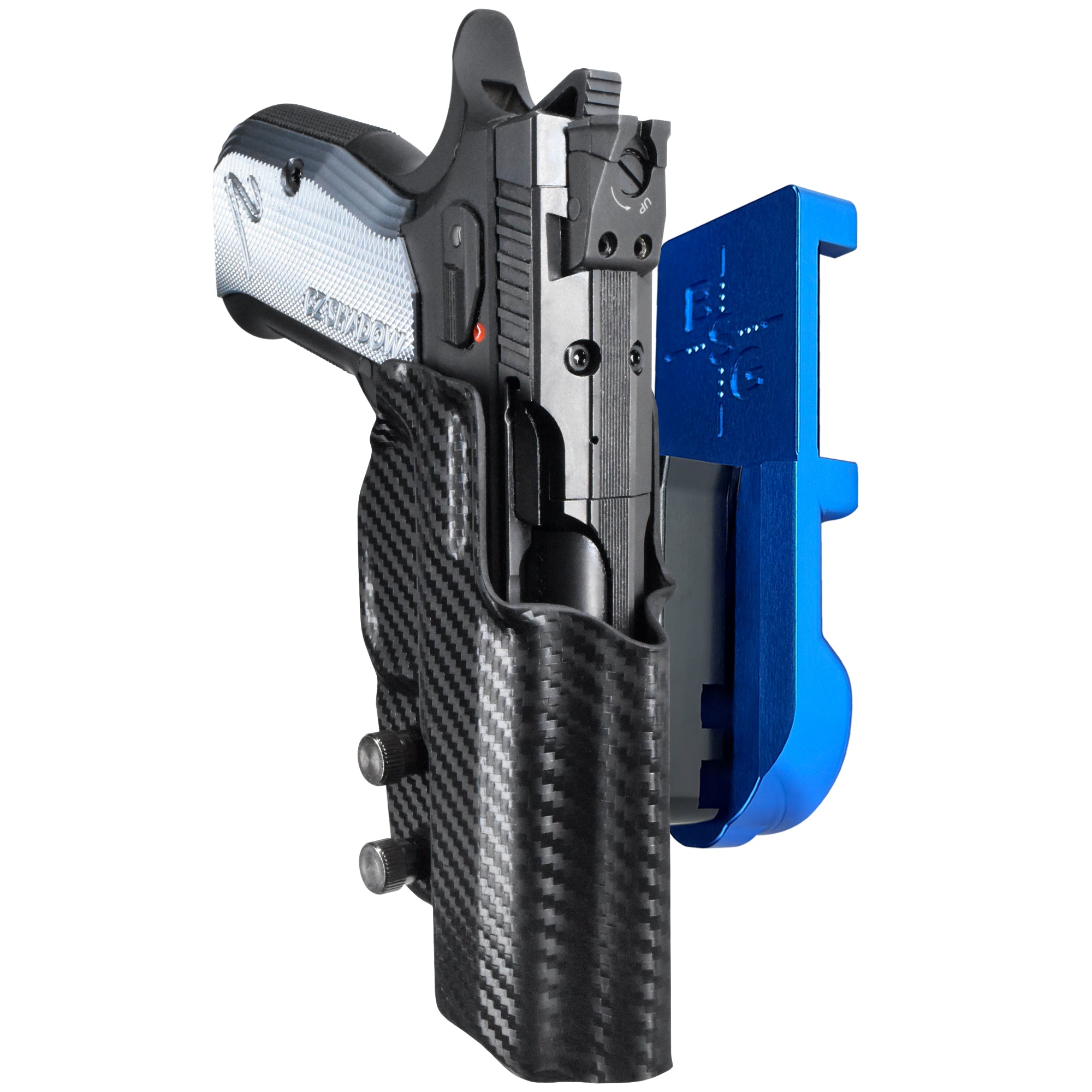 CZ Shadow 2 Compact IPSC/USPA Quick Mount Holster with Blue Belt Attachment, Carbon Fiber Holster Shell