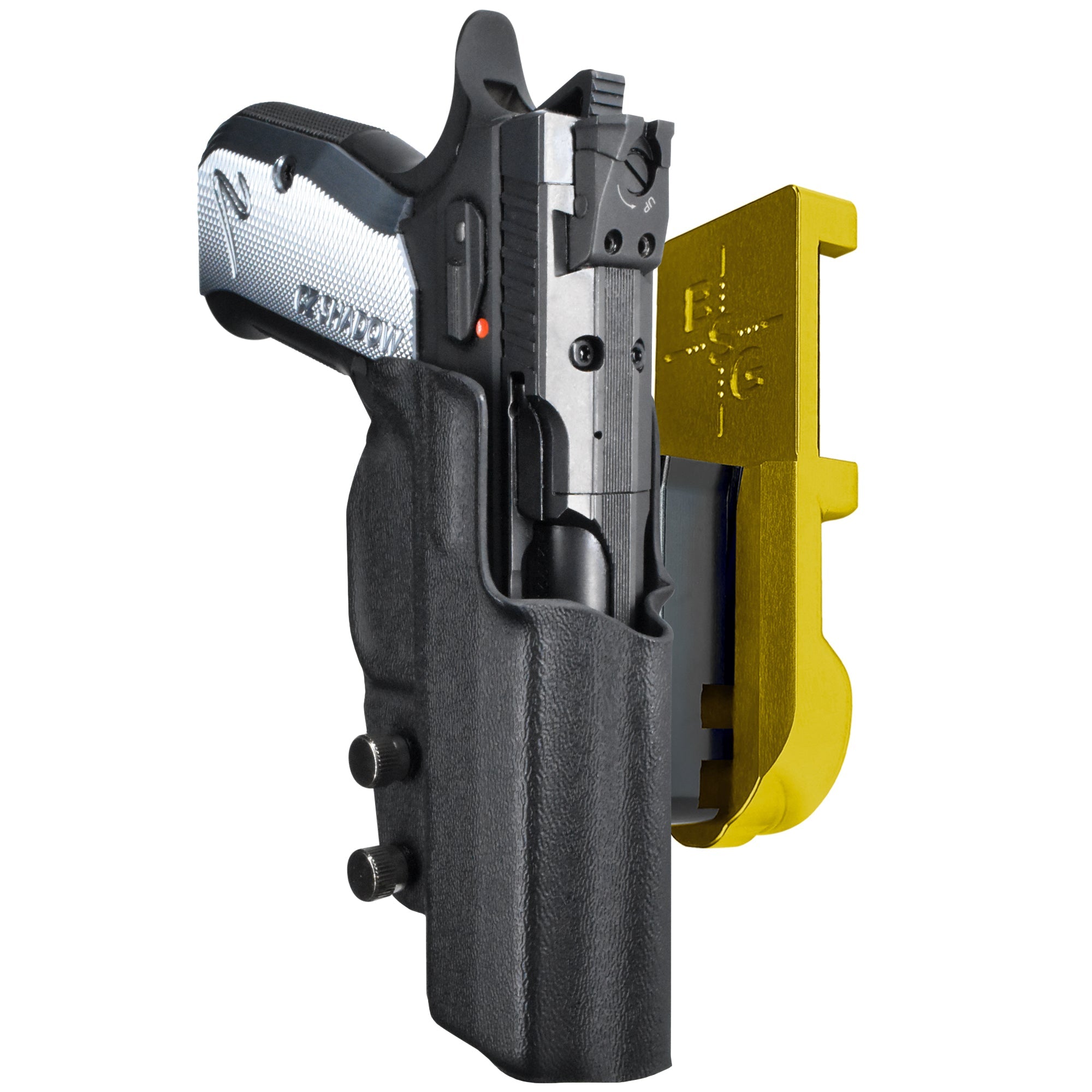 CZ Shadow 2 Compact IPSC/USPA Quick Mount Holster with 24K Gold Belt Attachment, Black Holster Shell