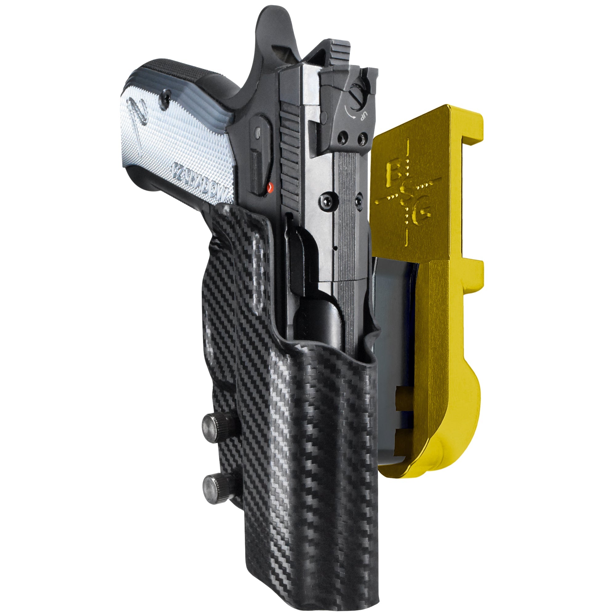 CZ Shadow 2 Compact IPSC/USPA Quick Mount Holster with 24K Gold Belt Attachment, Carbon Fiber Holster Shell