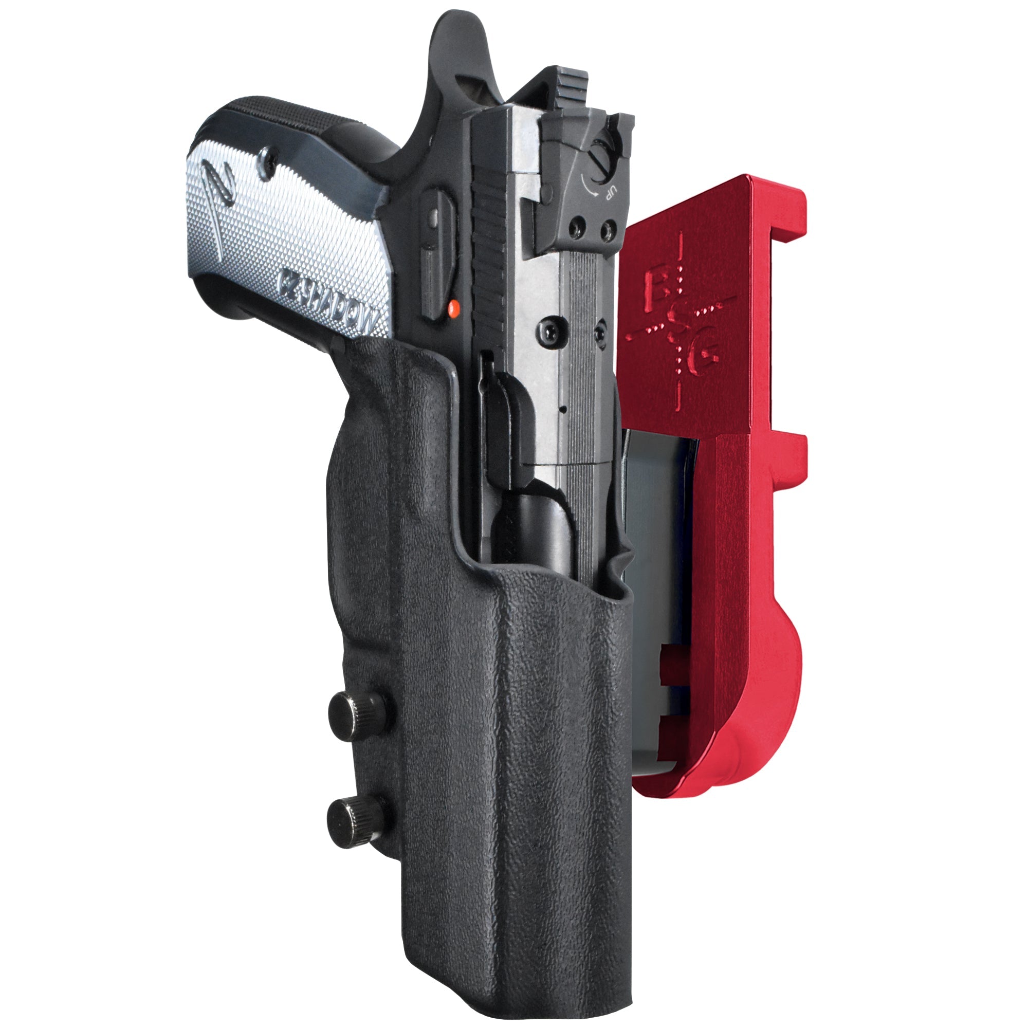 CZ Shadow 2 Compact IPSC/USPA Quick Mount Holster with Red Belt Attachment, Black Holster Shell