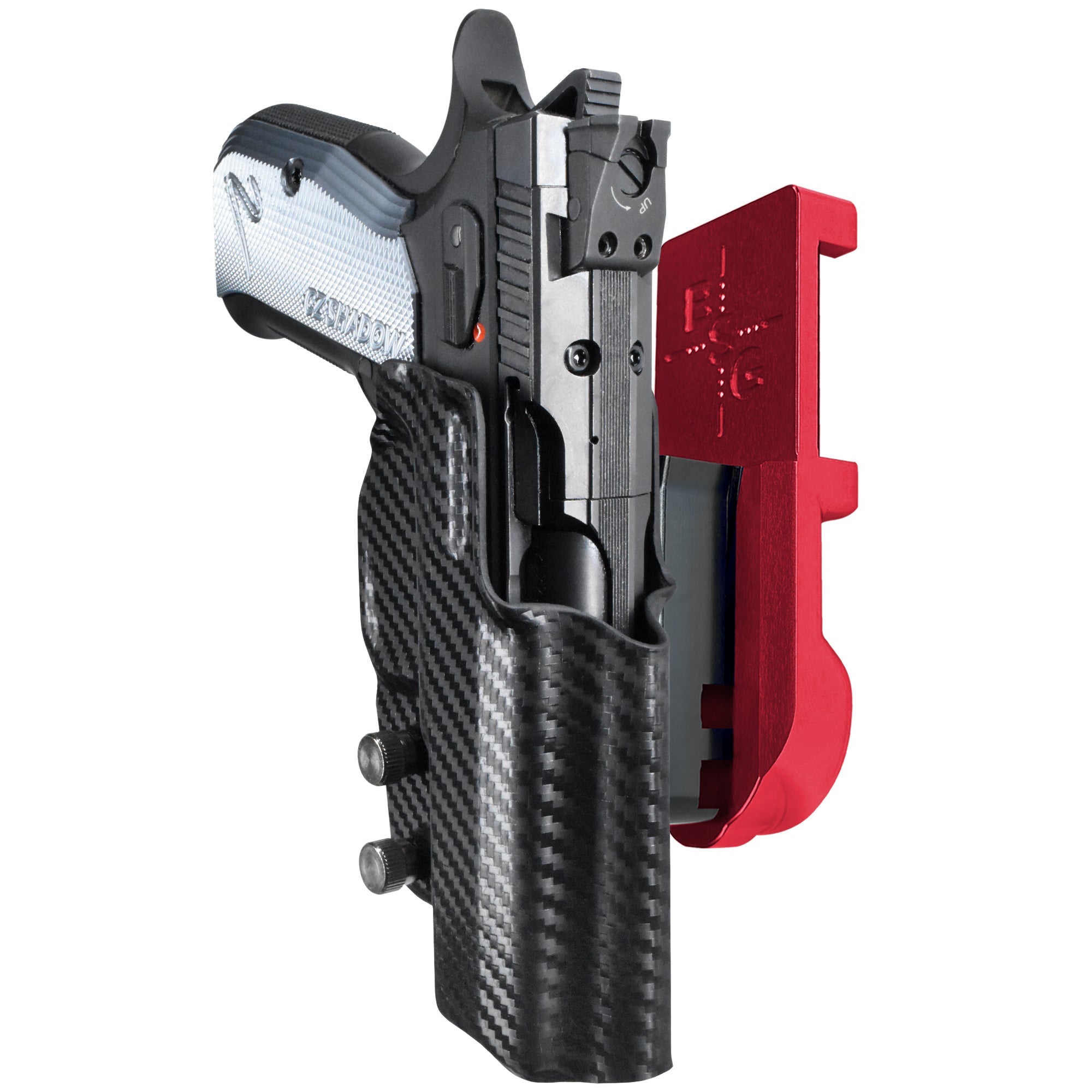 CZ Shadow 2 Compact IPSC/USPA Quick Mount Holster with Red Belt Attachment, Carbon Fiber Holster Shell