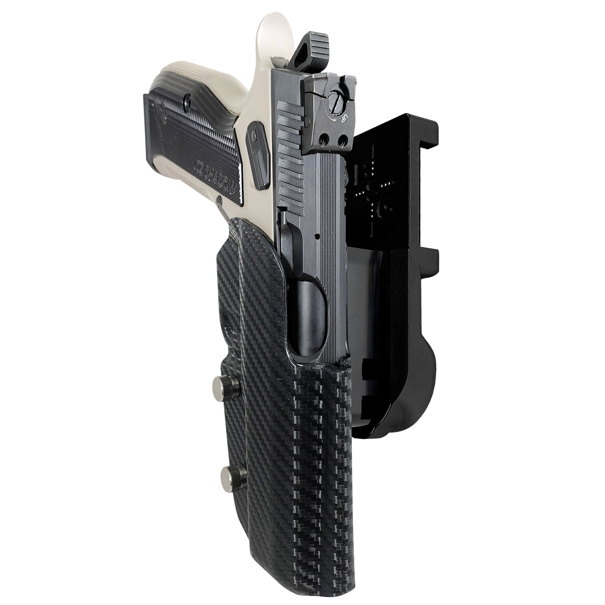 CZ S2 Nitro Fin IPSC/USPA Quick Mount Holster with Black Belt Attachment, Carbon Fiber Holster Shell