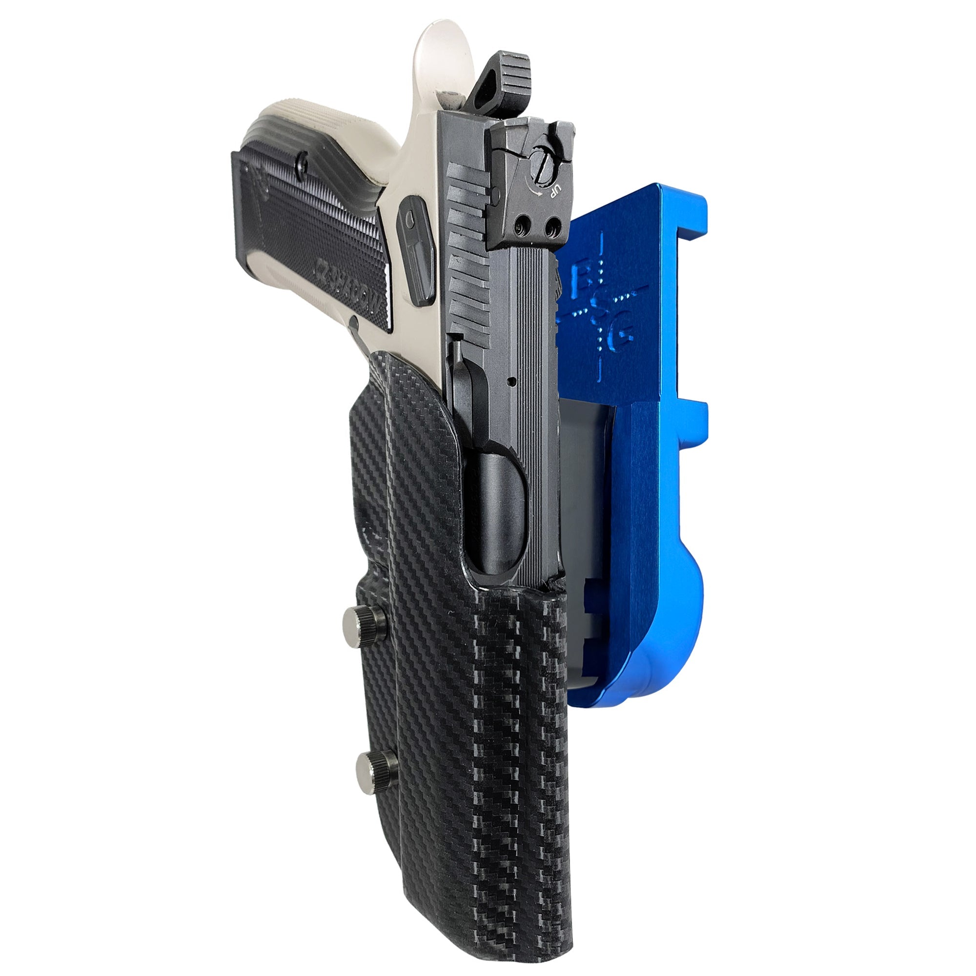 CZ S2 Nitro Fin IPSC/USPA Quick Mount Holster with Blue Belt Attachment, Carbon Fiber Holster Shell