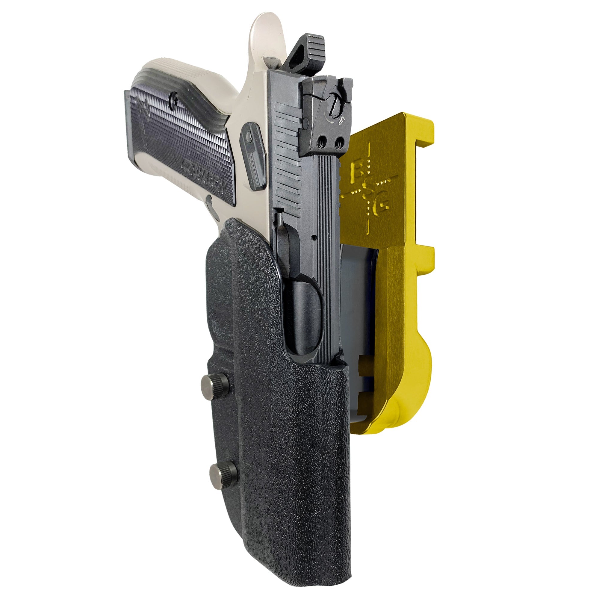 CZ S2 Nitro Fin IPSC/USPA Quick Mount Holster with 24K Gold Belt Attachment, Black Holster Shell