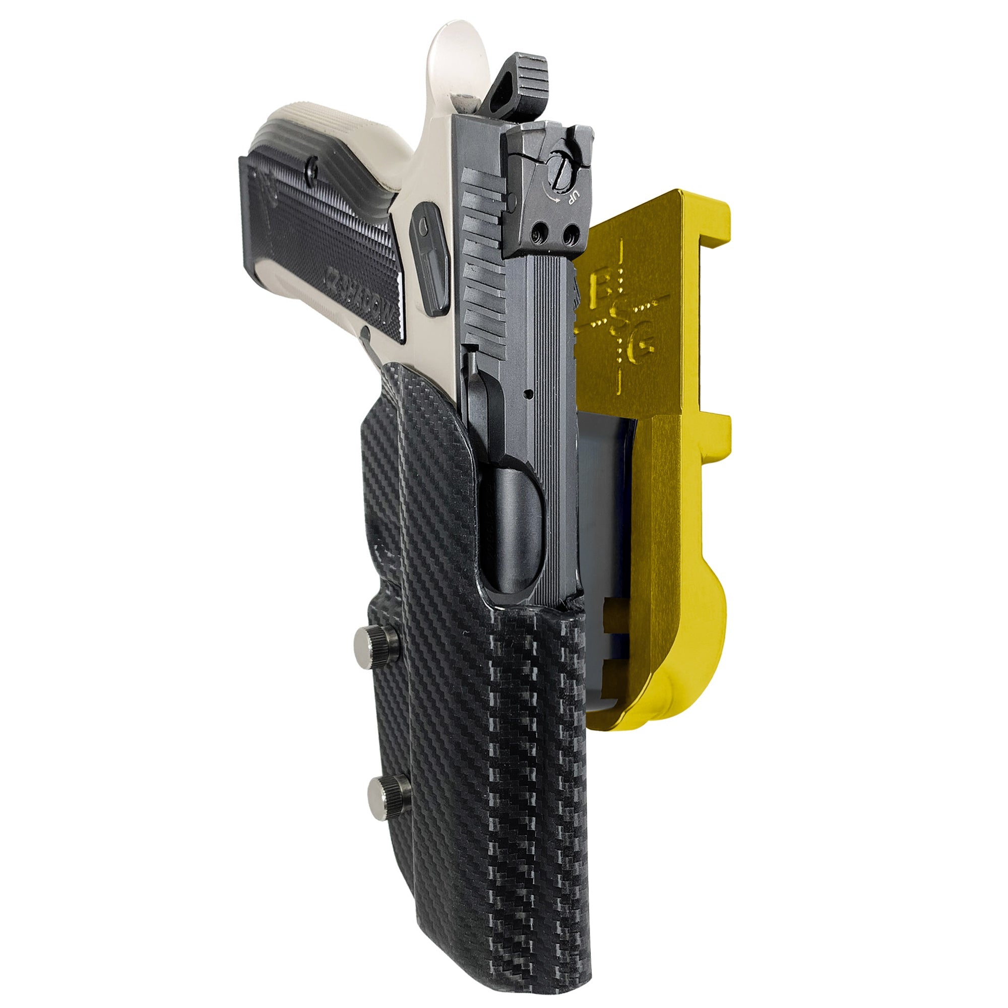 CZ S2 Nitro Fin IPSC/USPA Quick Mount Holster with 24K Gold Belt Attachment, Carbon Fiber Holster Shell