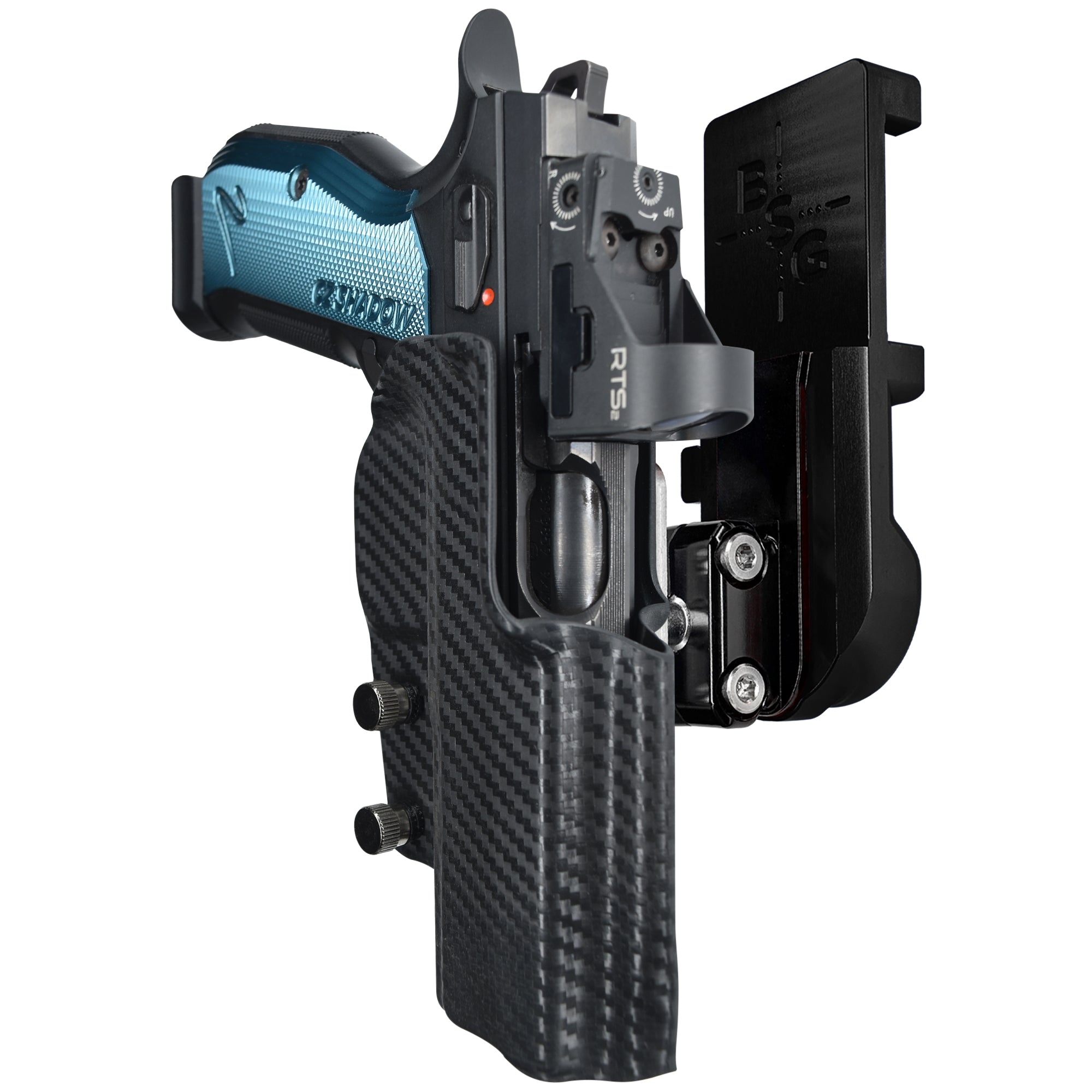 CZ Shadow 2 IPSC/USPA Quick Mount Ball Joint Holster with Black Belt Attachment, Carbon Fiber Holster Shell