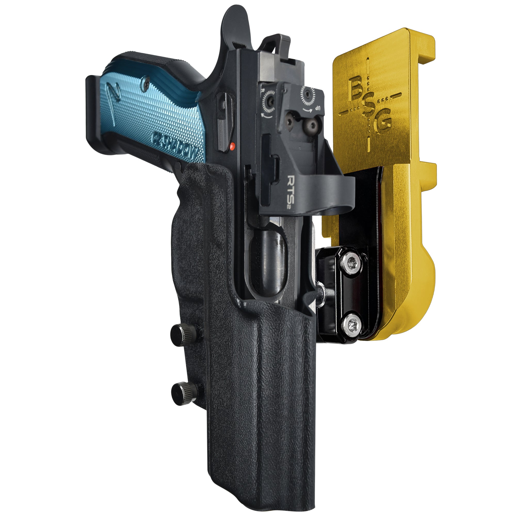 CZ Shadow 2 IPSC/USPA Quick Mount Ball Joint Holster with 24K Gold Belt Attachment, Black Holster Shell