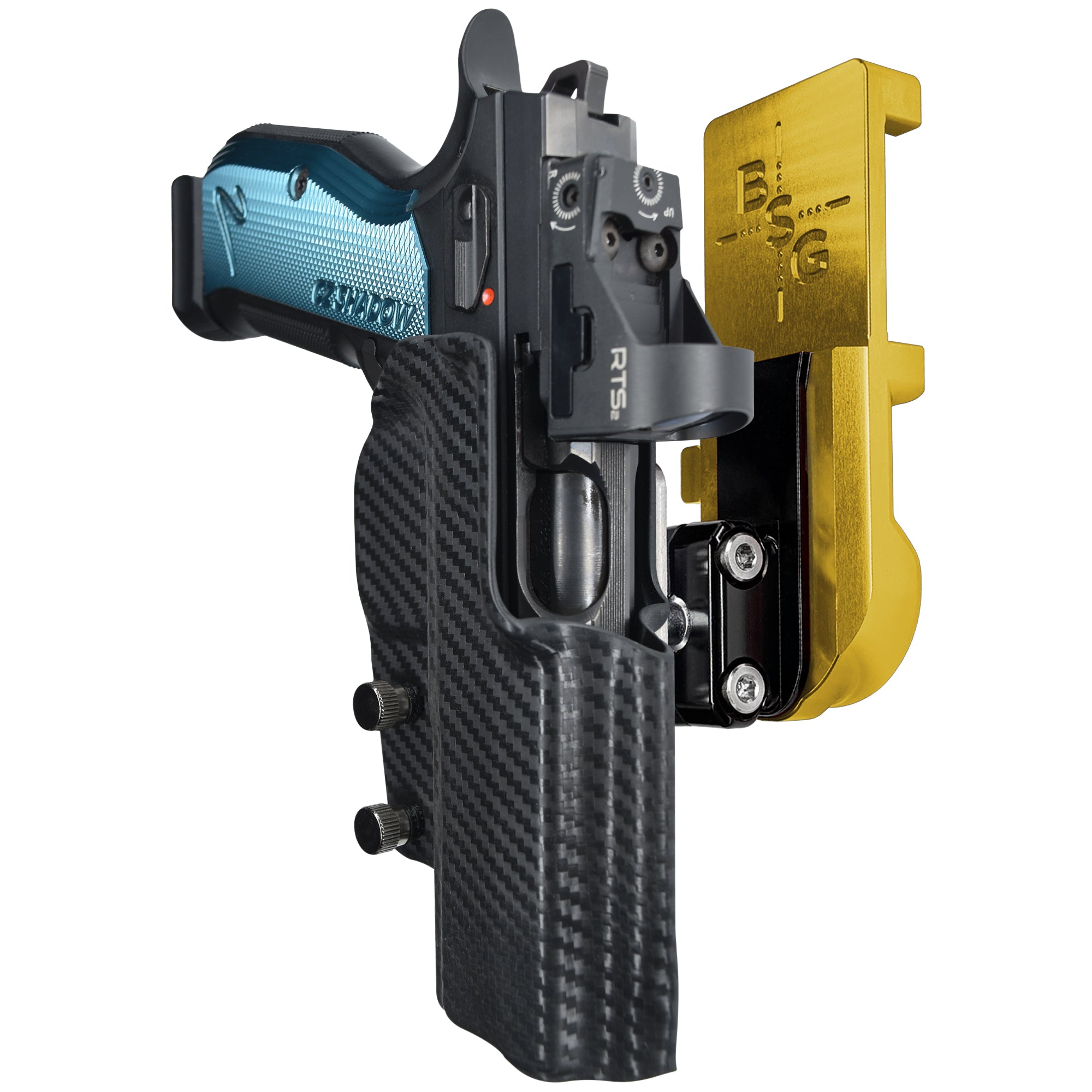 CZ Shadow 2 IPSC/USPA Quick Mount Ball Joint Holster with 24K Gold Belt Attachment, Carbon Fiber Holster Shell