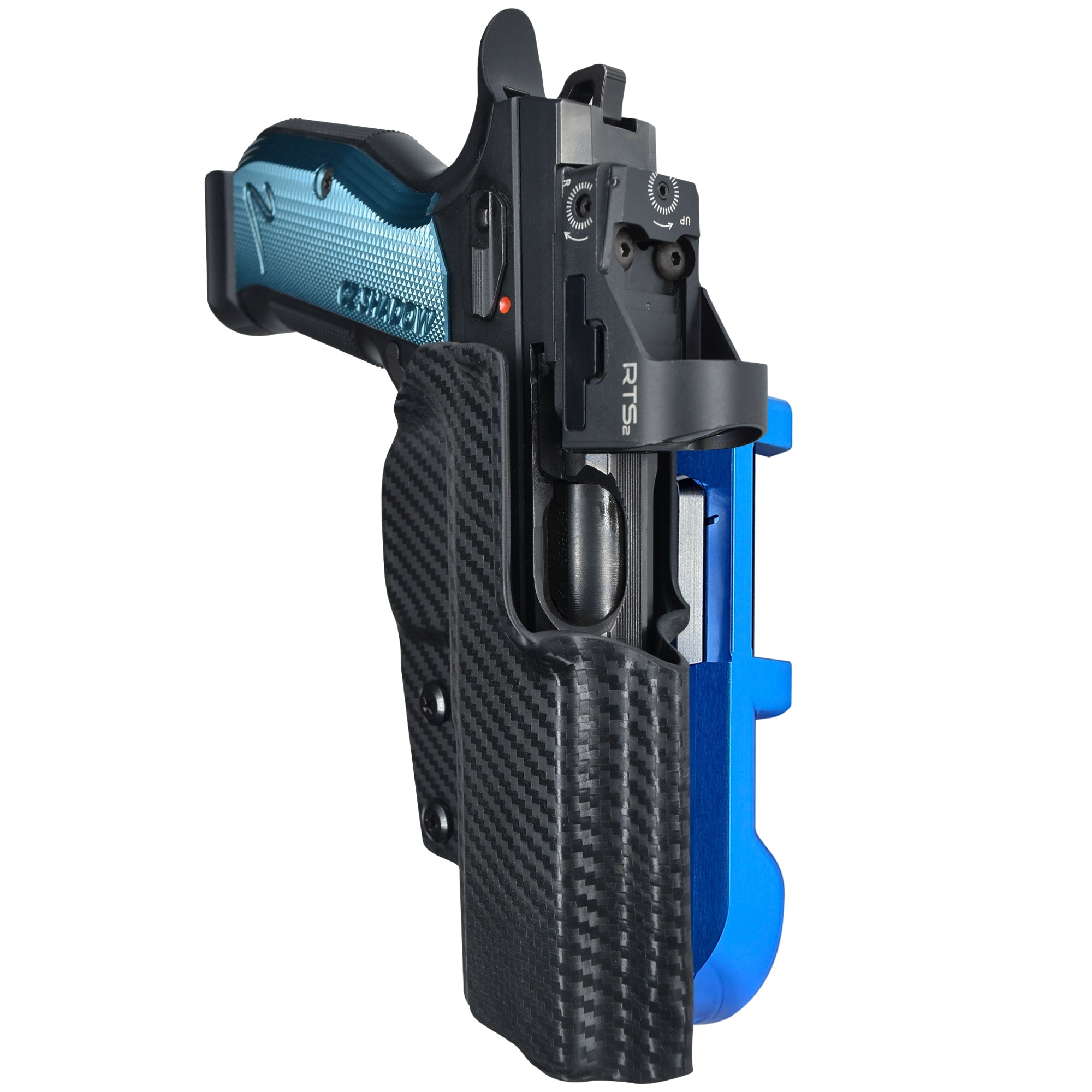 CZ Shadow 2 IDPA Quick Mount Holster with Blue Belt Attachment, Carbon Fiber Holster Shell