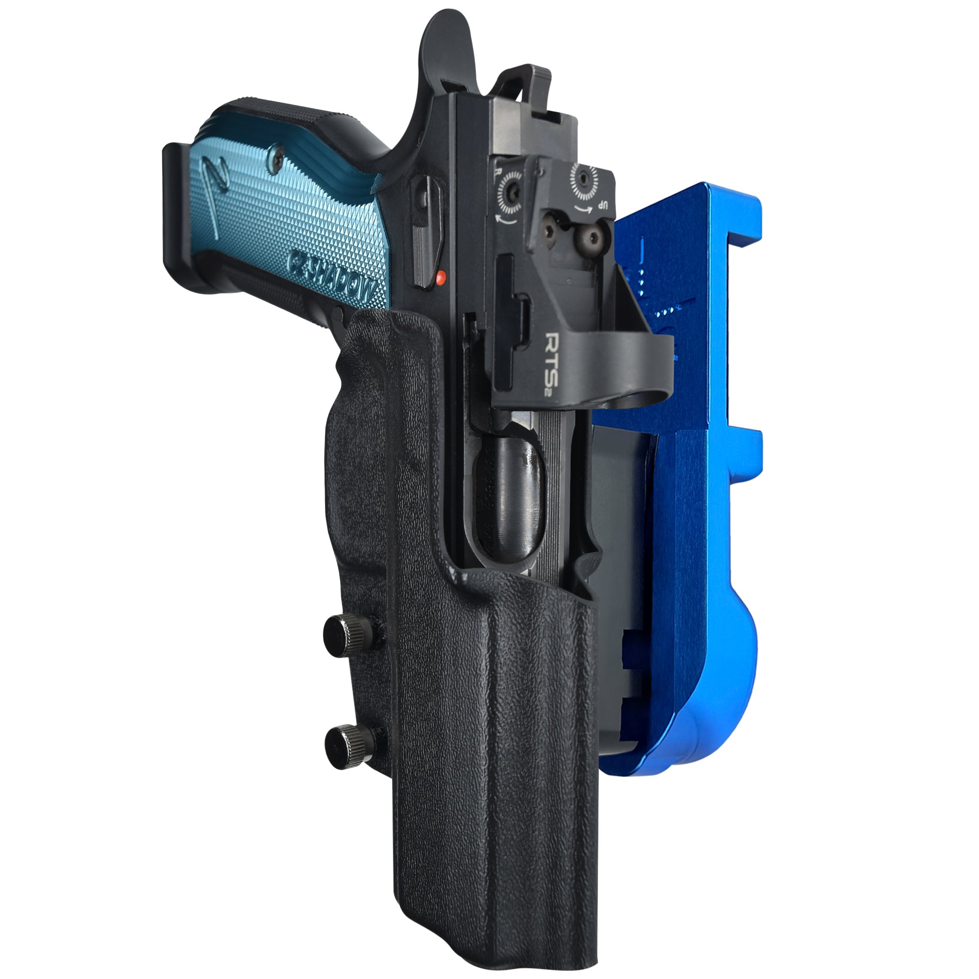 CZ Shadow 2 IPSC/USPA Quick Mount Holster with Blue Belt Attachment, Black Holster Shell