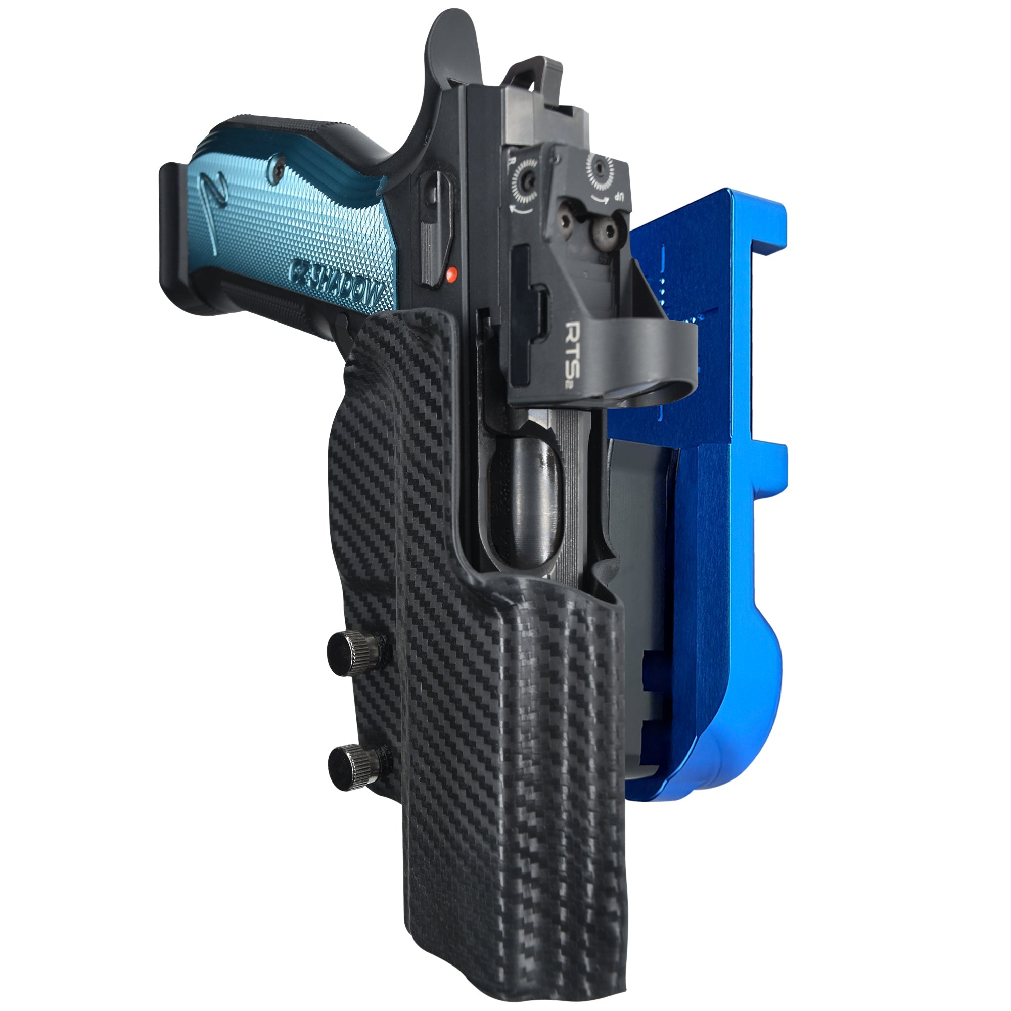 CZ Shadow 2 IPSC/USPA Quick Mount Holster with Blue Belt Attachment, Carbon Fiber Holster Shell