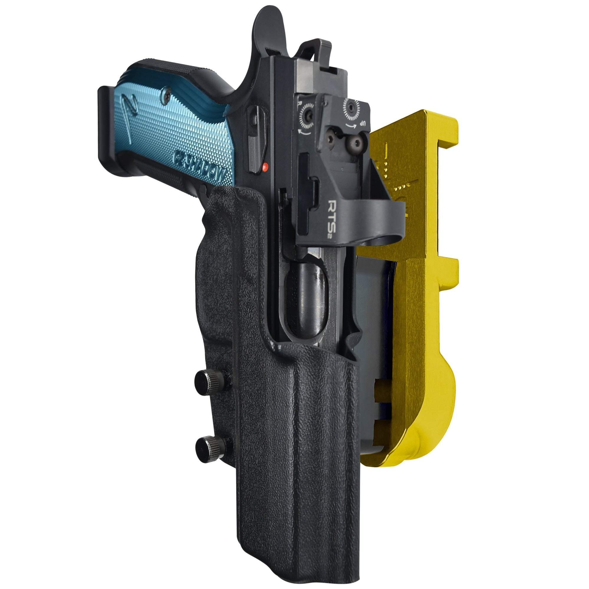 CZ Shadow 2 IPSC/USPA Quick Mount Holster with 24K Gold Belt Attachment, Black Holster Shell