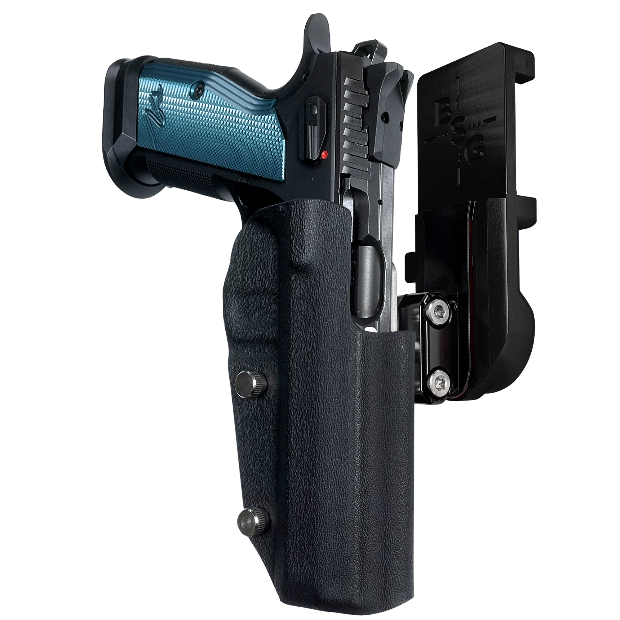 CZ TS2 IPSC/USPA Quick Mount Ball Joint Holster with Black Belt Attachment, Black Holster Shell