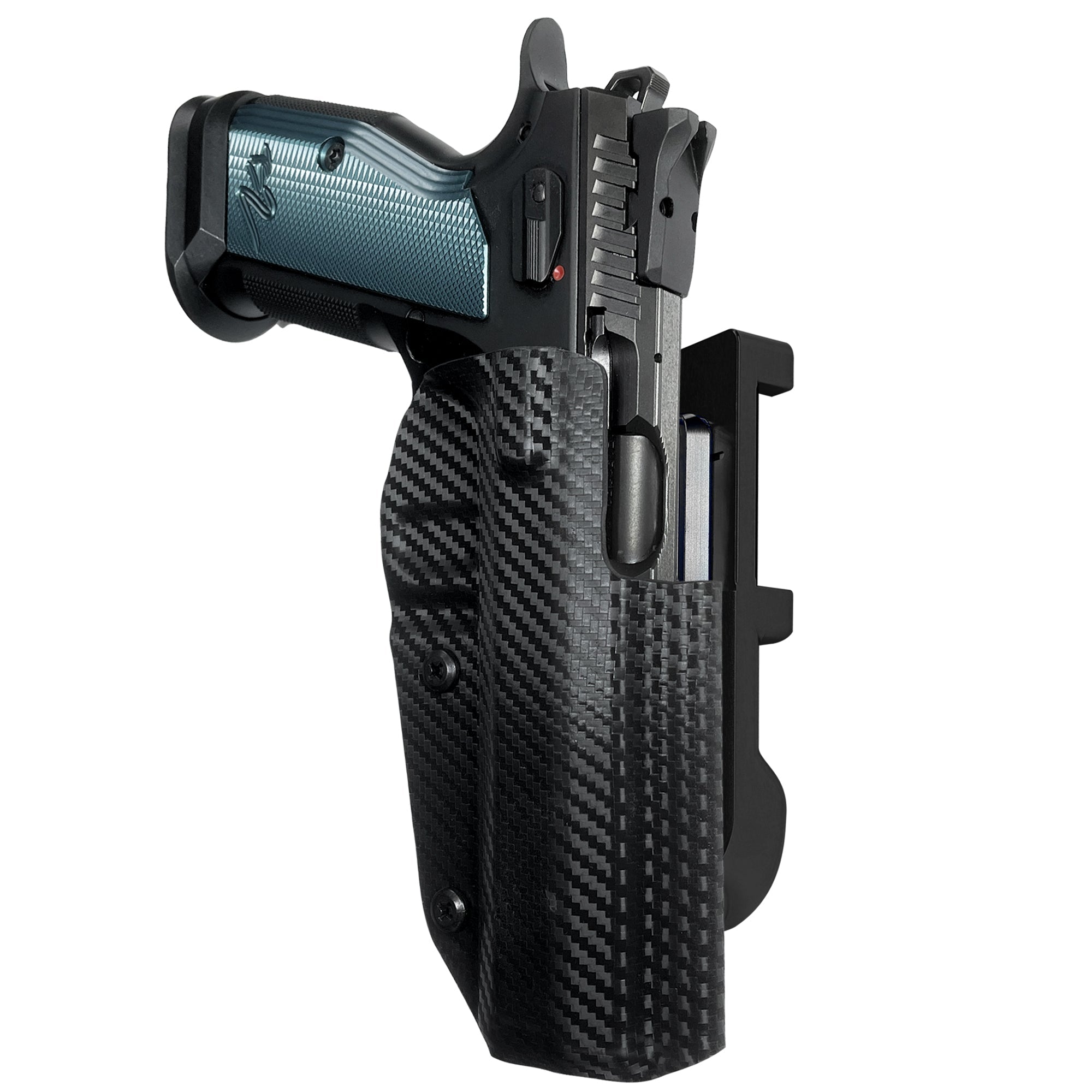 CZ TS2 IDPA Quick Mount Holster with Black Belt Attachment, Carbon Fiber Holster Shell