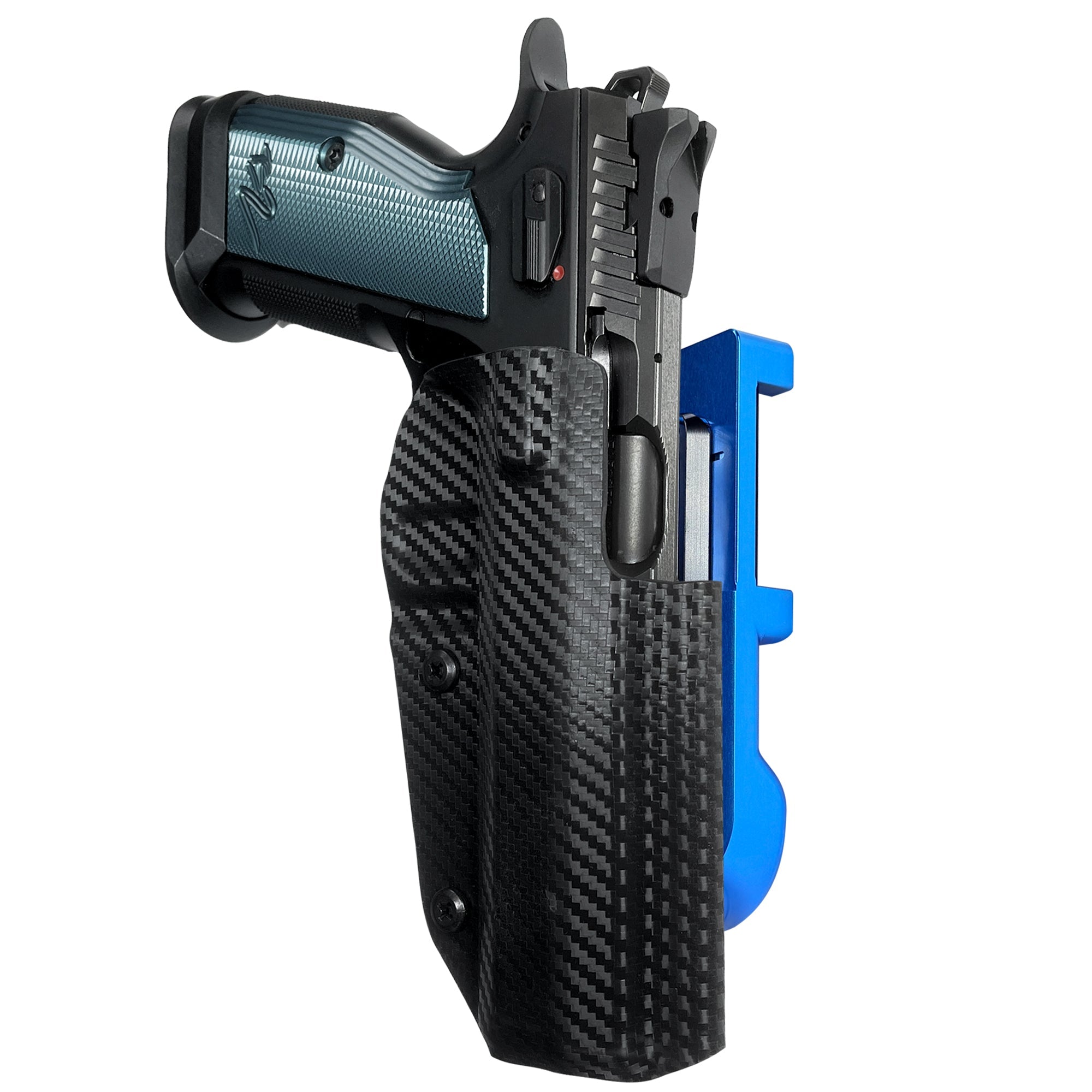 CZ TS2 IDPA Quick Mount Holster with Blue Belt Attachment, Carbon Fiber Holster Shell