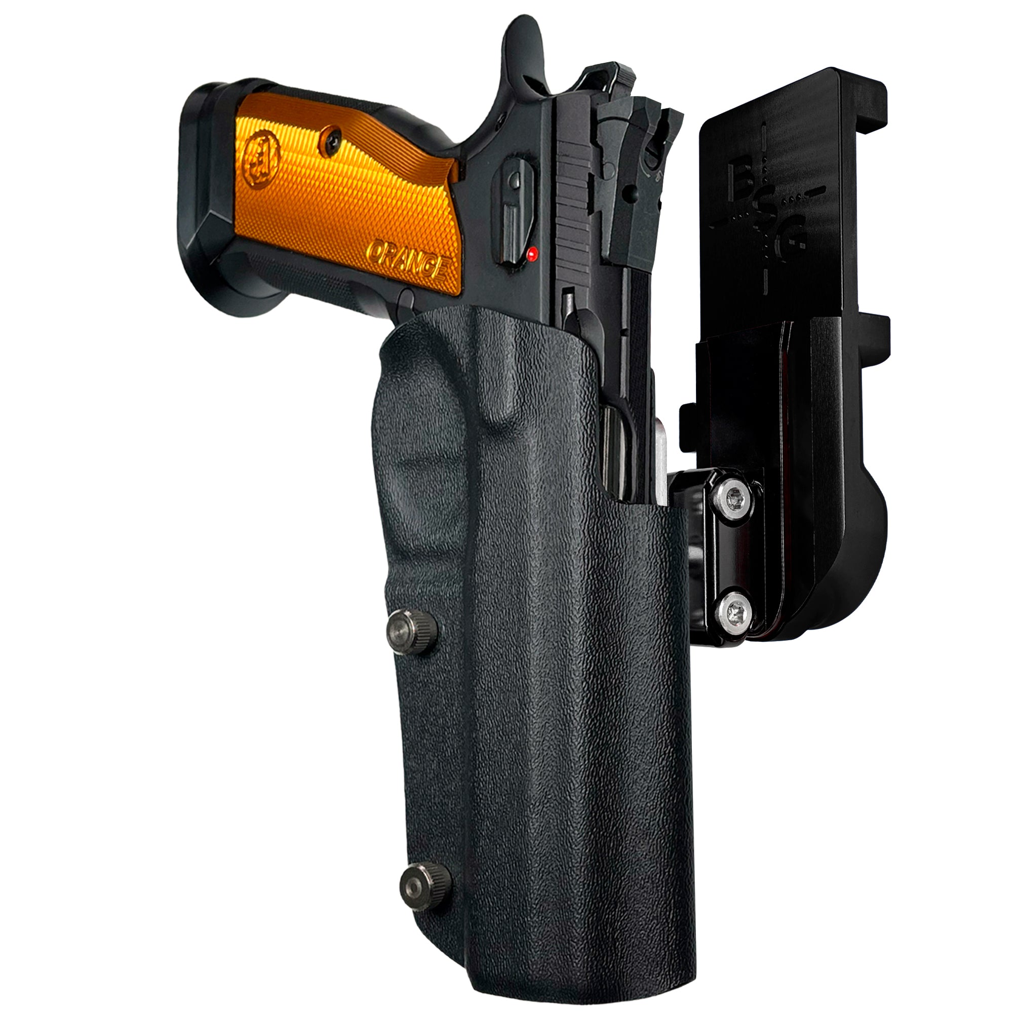 CZ TSO IPSC/USPA Quick Mount Ball Joint Holster with Black Belt Attachment, Black Holster Shell