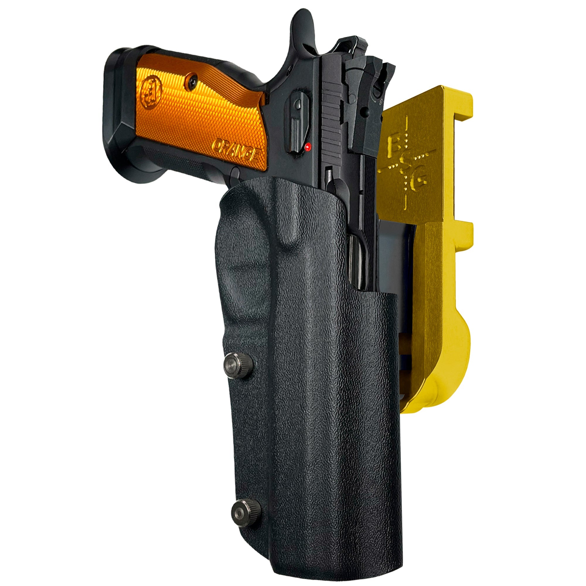 CZ TSO IPSC/USPA Quick Mount Holster with 24K Gold Belt Attachment, Black Holster Shell