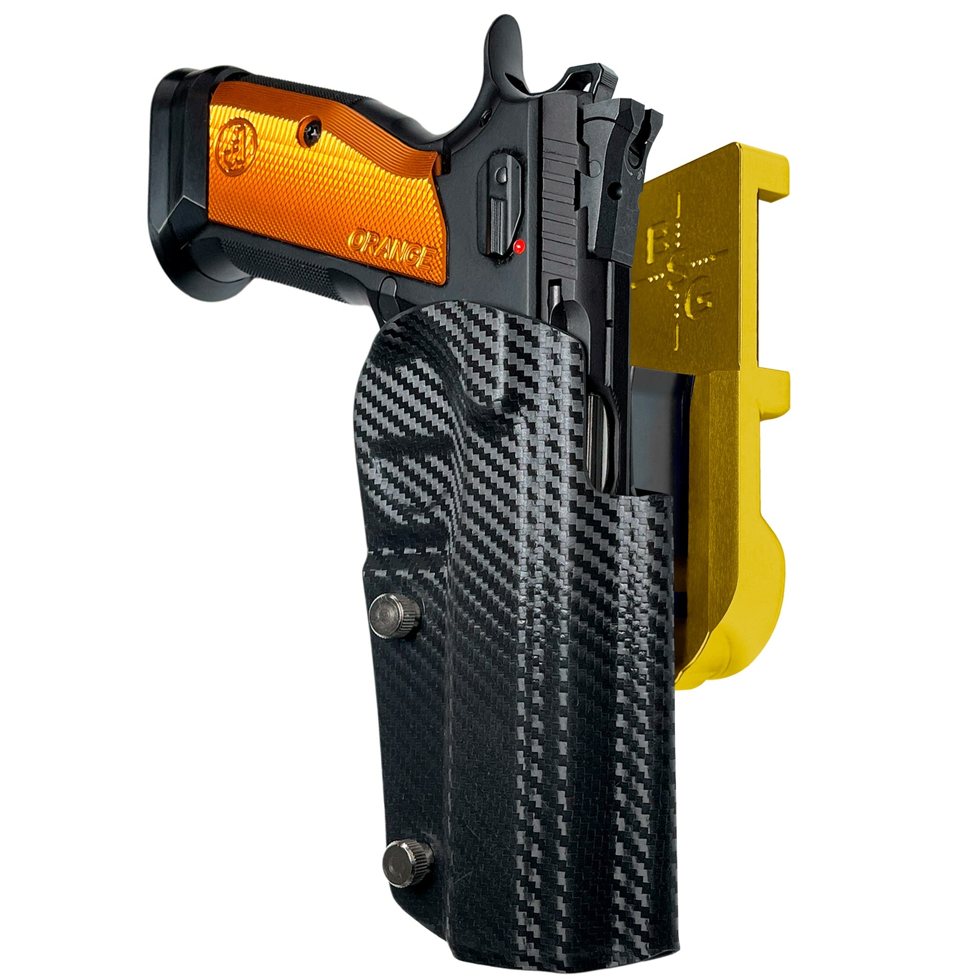CZ TSO IPSC/USPA Quick Mount Holster with 24K Gold Belt Attachment, Carbon Fiber Holster Shell