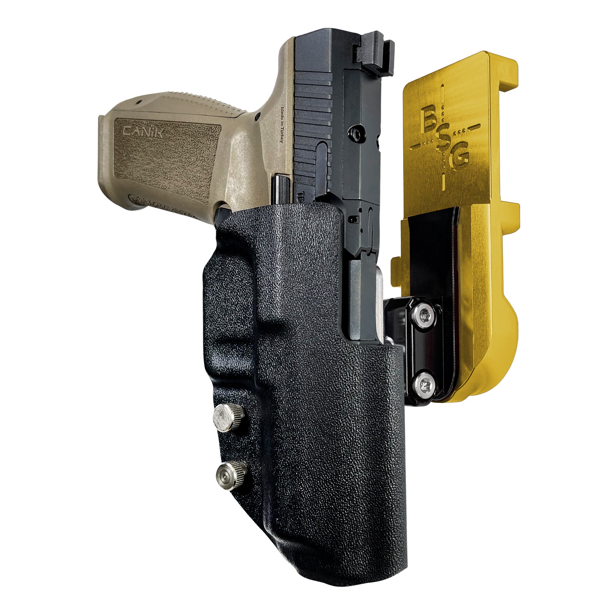 Canik METE SFT IPSC/USPA Quick Mount Ball Joint Holster with 24K Gold Belt Attachment, Black Holster Shell