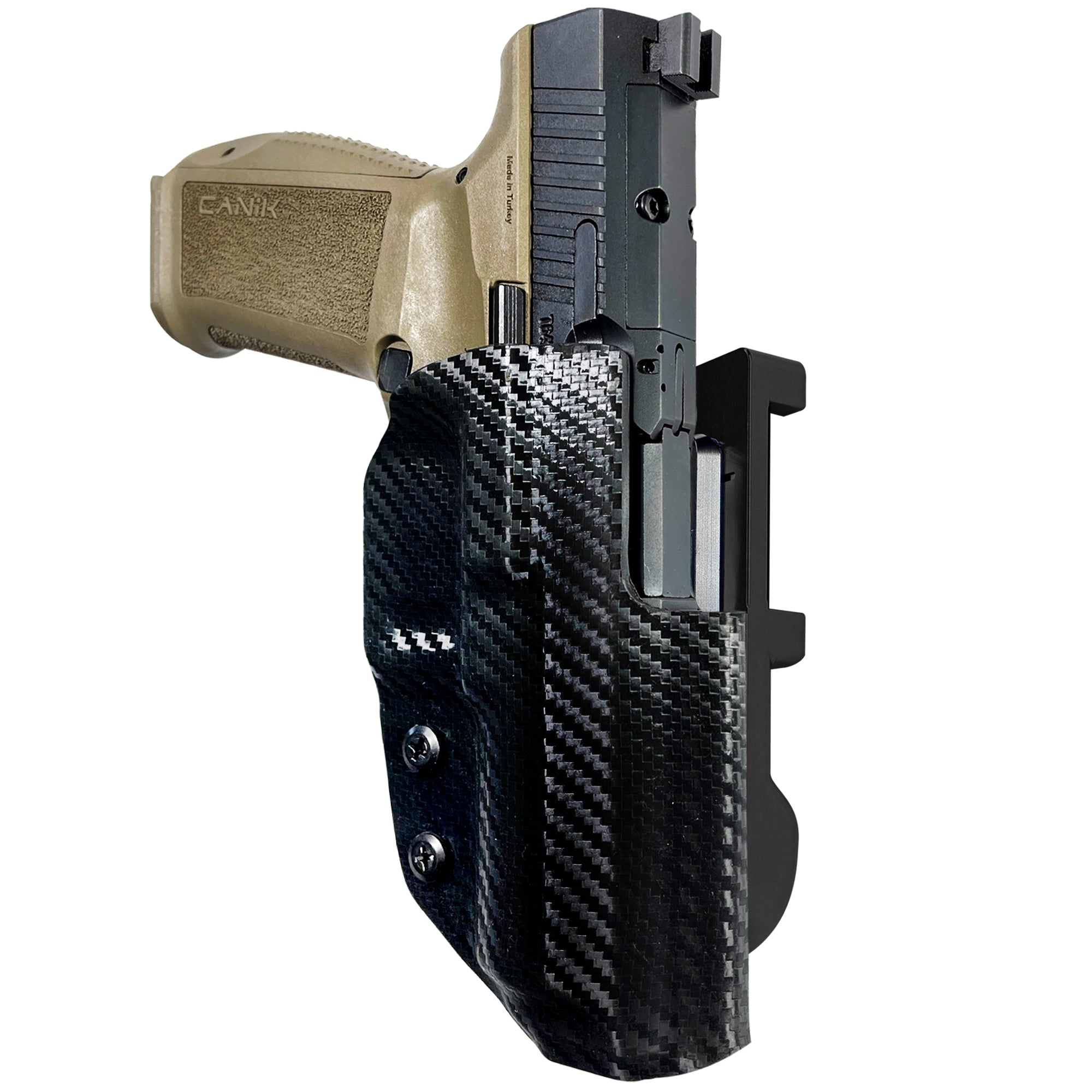 Canik METE SFX IDPA Quick Mount Holster with Black Belt Attachment, Carbon Fiber Holster Shell