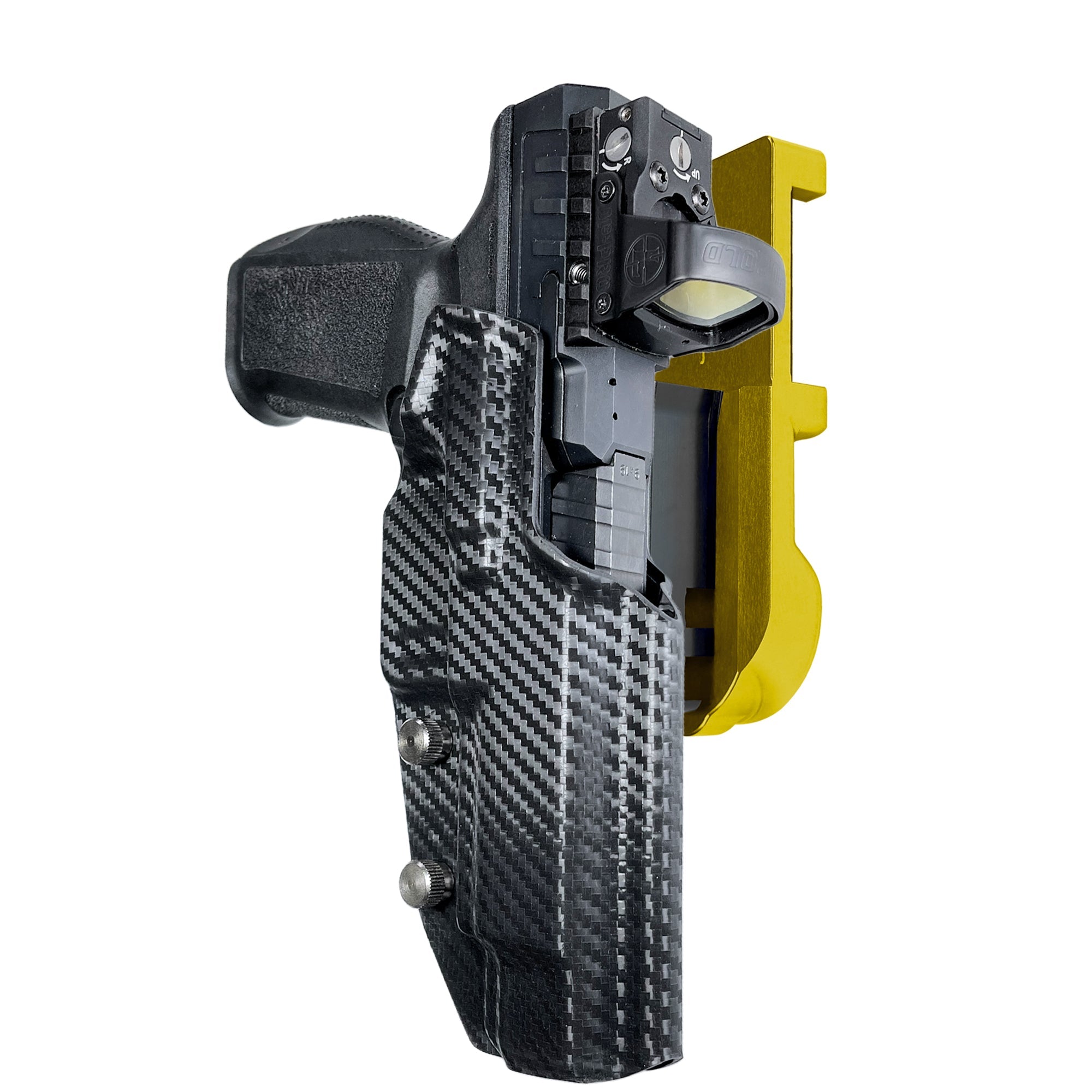 Canik SFx Rival IPSC/USPA Quick Mount Holster with 24K Gold Belt Attachment, Carbon Fiber Holster Shell