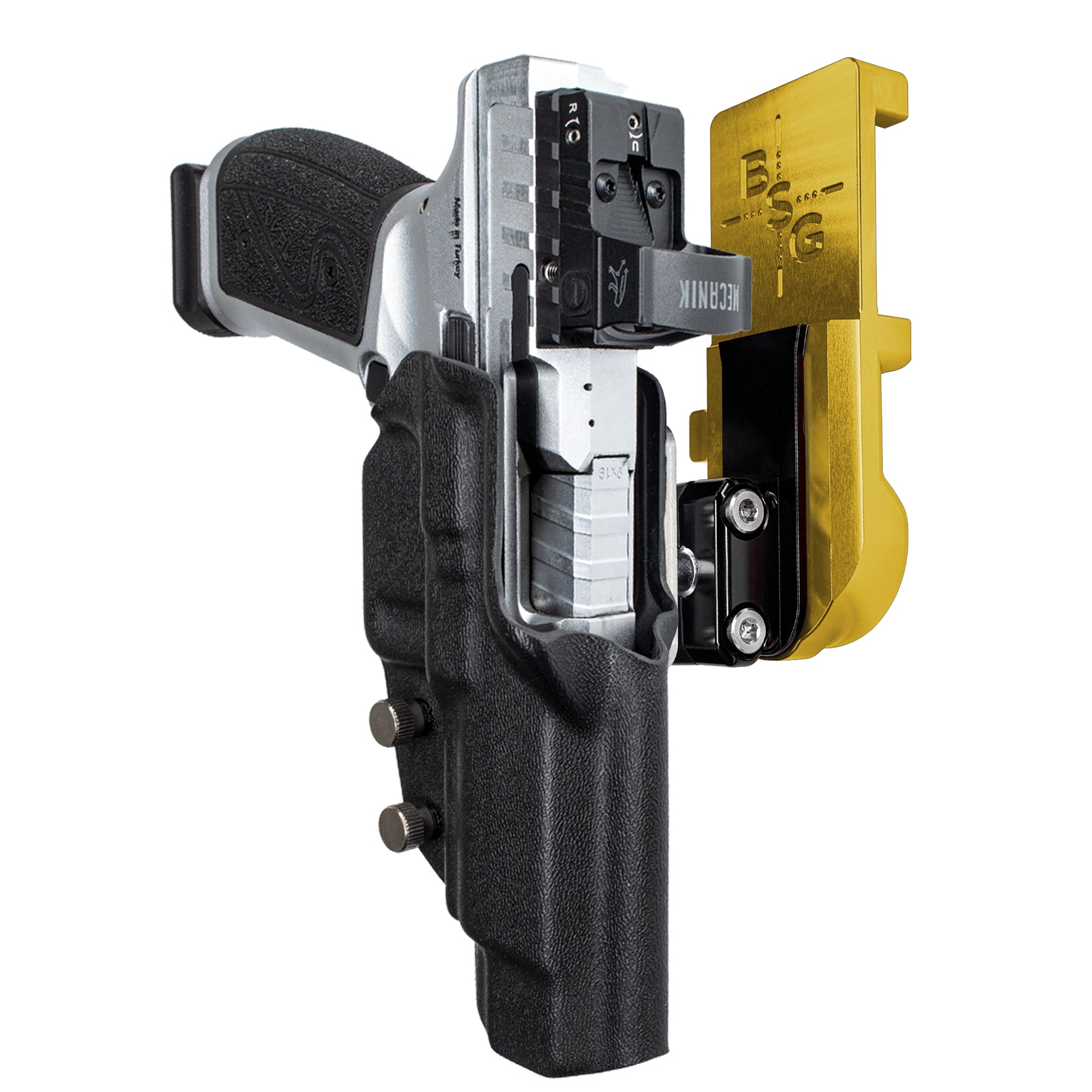Canik Rival-S IPSC/USPA Quick Mount Ball Joint Holster with 24K Gold Belt Attachment, Black Holster Shell