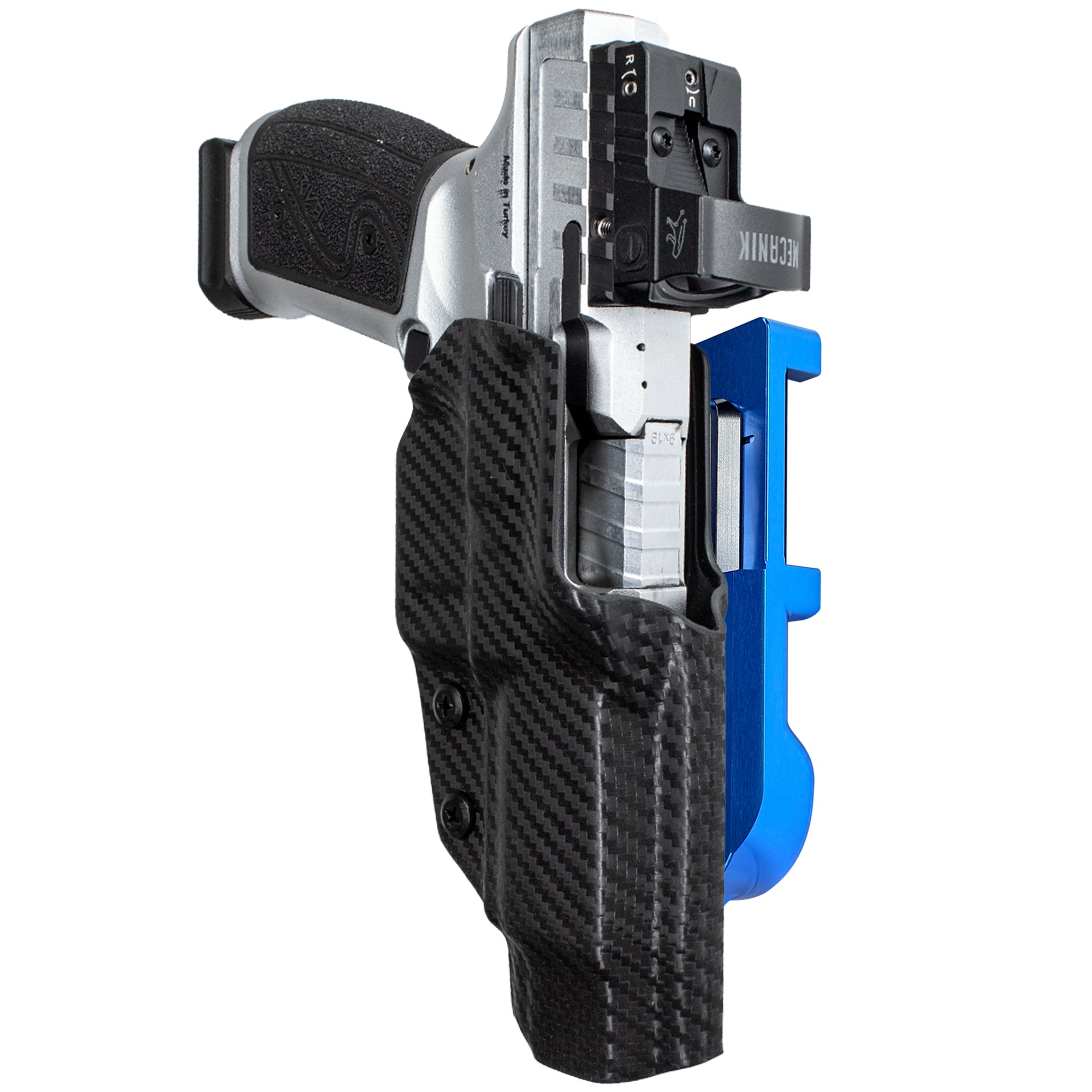 Canik Rival-S IDPA Quick Mount Holster with Blue Belt Attachment, Carbon Fiber Holster Shell