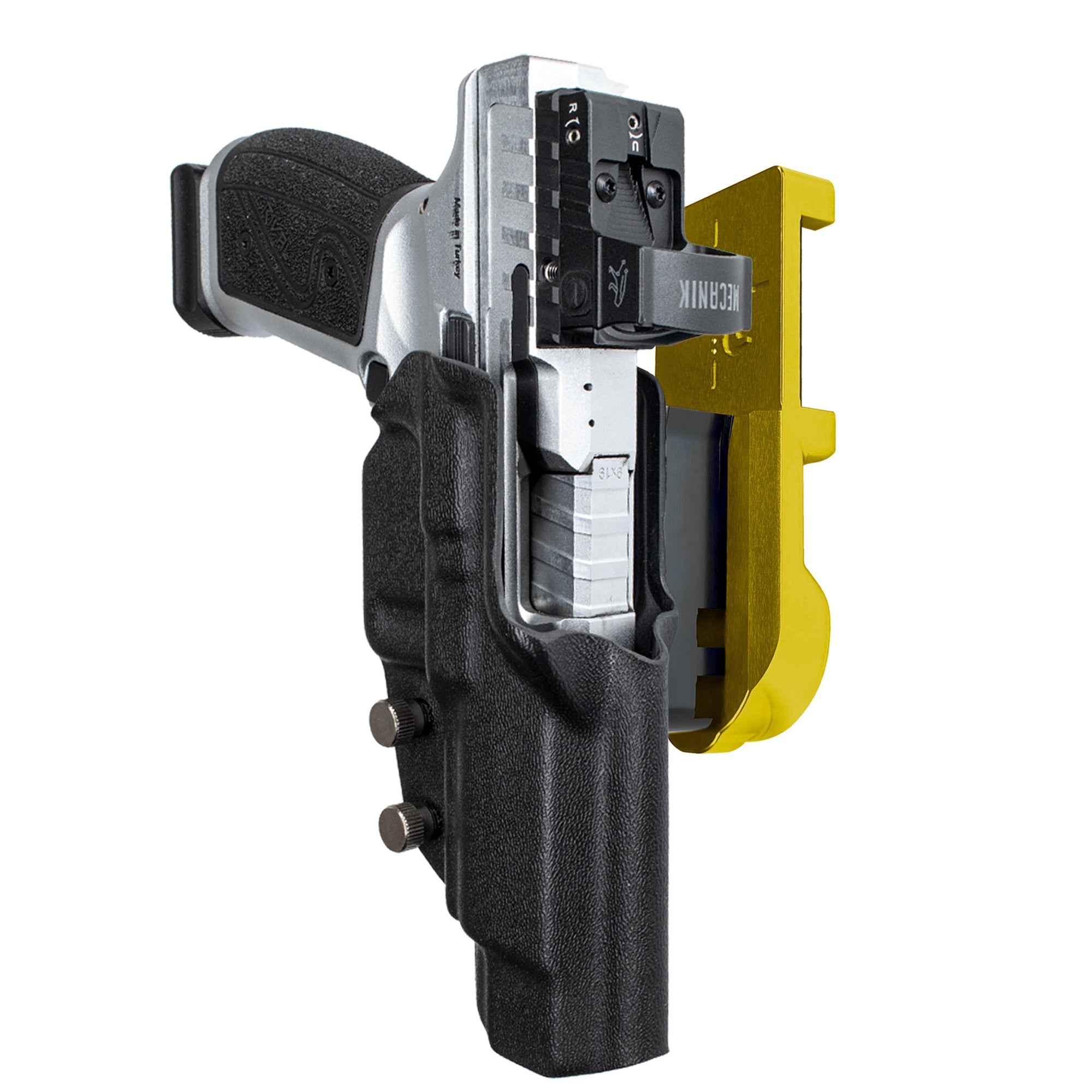 Canik Rival-S IPSC/USPA Quick Mount Holster with 24K Gold Belt Attachment, Black Holster Shell